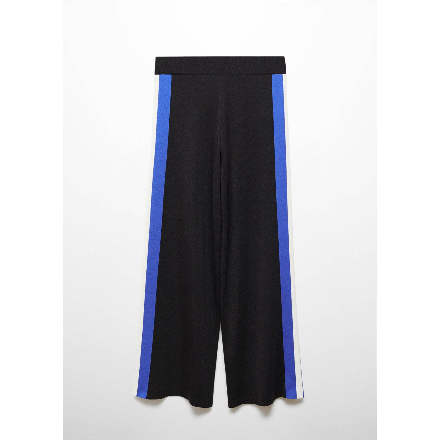 Mango high waist straight fit broek met zijstreep zwart blauw wit