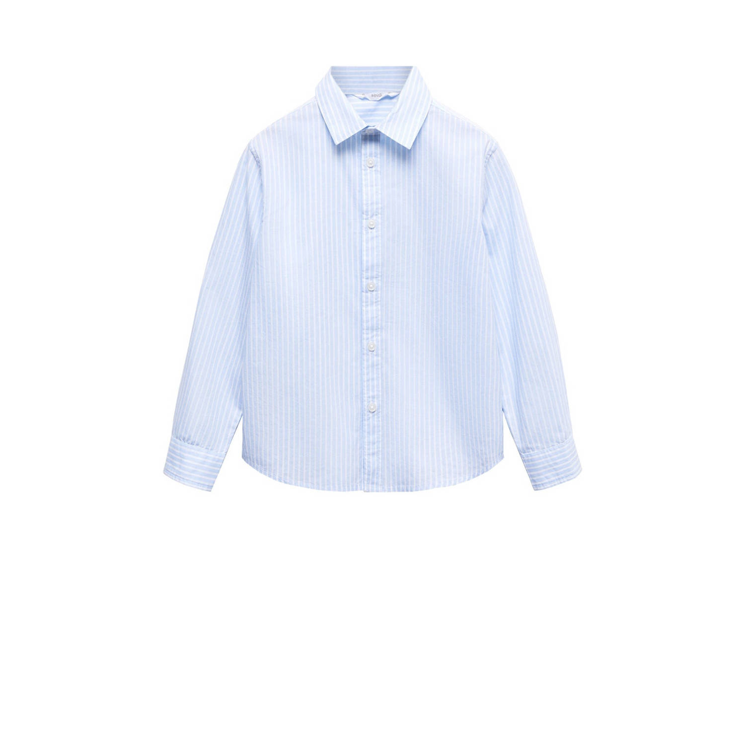 Mango Kids gestreepte blouse lichtblauw Meisjes Katoen Klassieke kraag 116
