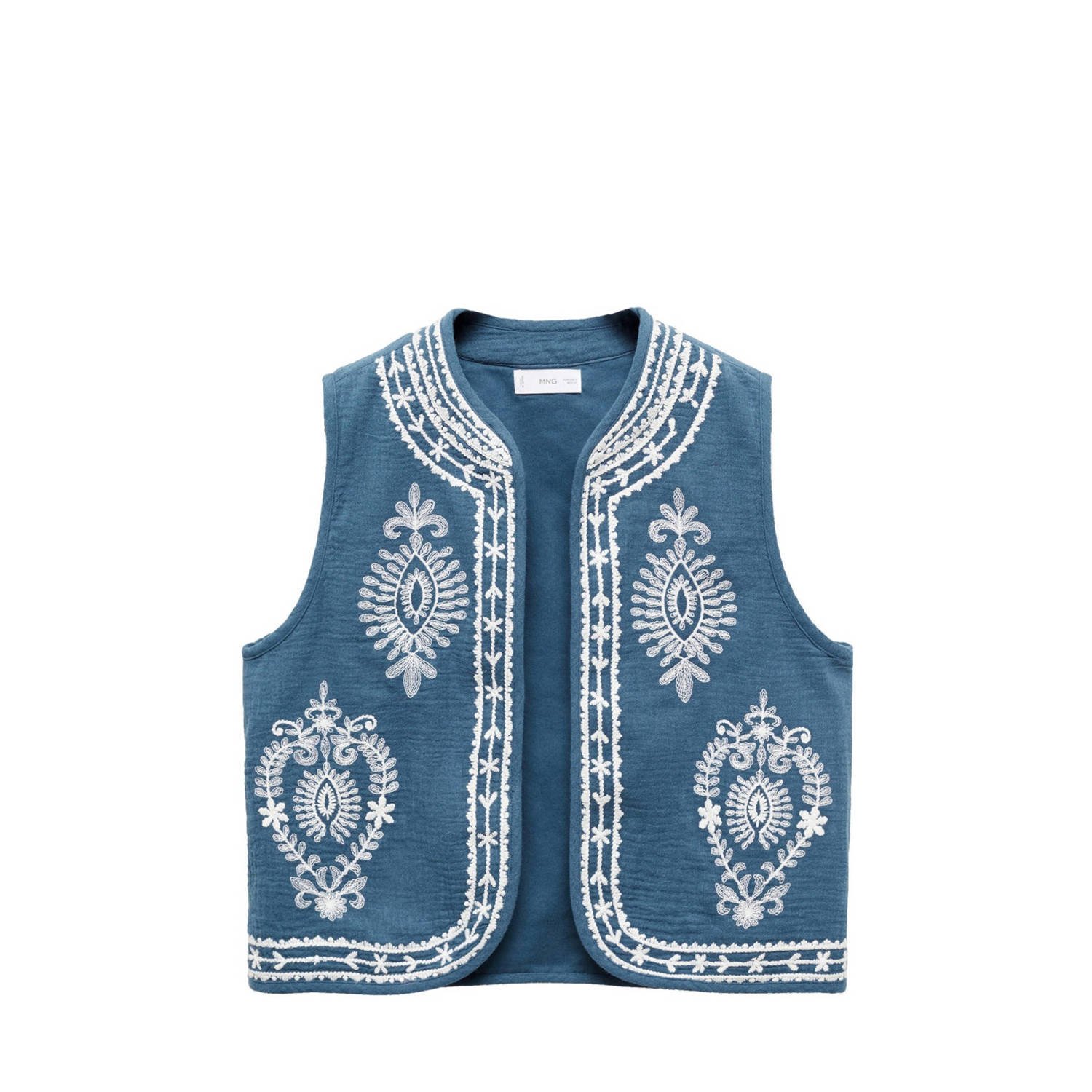 Mango Kids gilet blauw Meisjes Katoen Ronde hals Effen 158(XS)