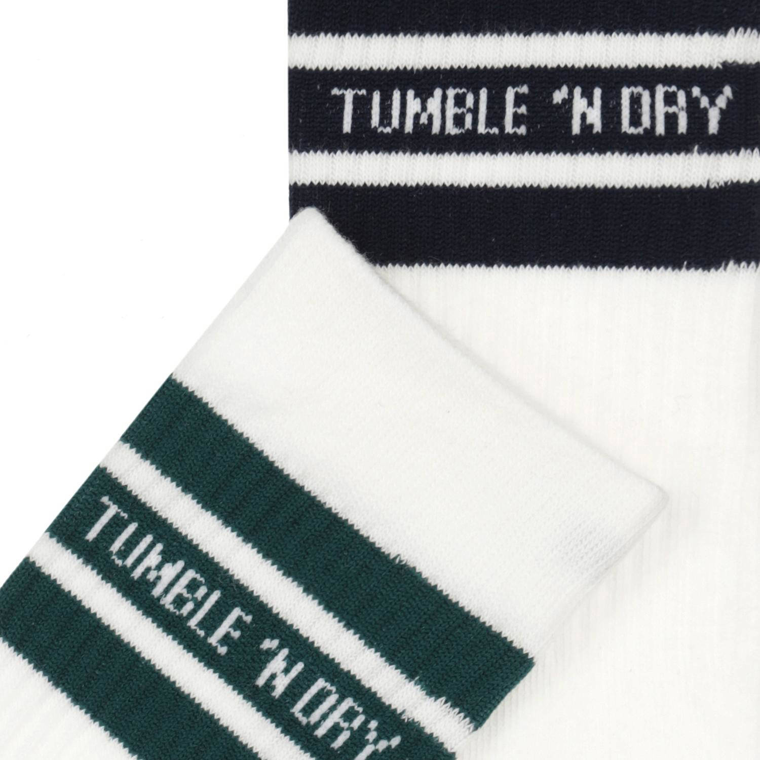 Tumble 'n Dry sokken set van 2 paar wit donkergroen zwart met streep