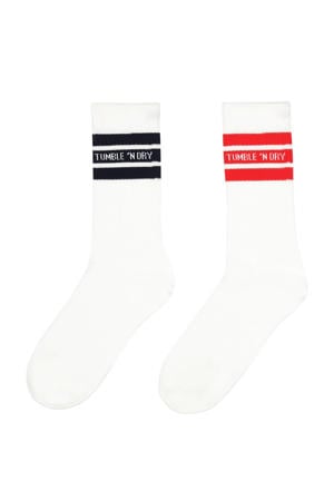 sokken - wit/rood/zwart met streep (set van 2 paar)