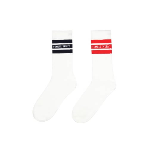 Tumble 'n Dry sokken - set van 2 paar wit/rood/zwart met streep afbeelding