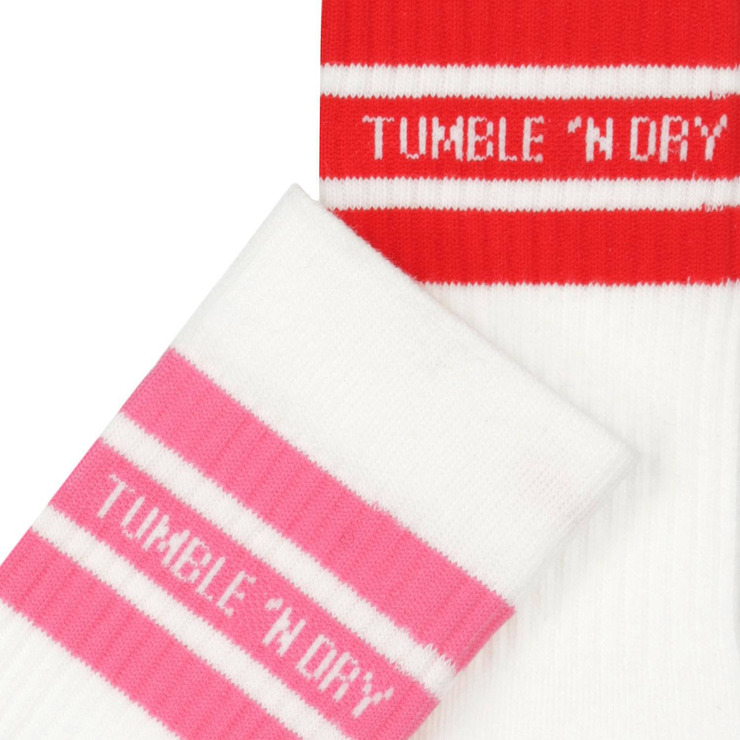 Tumble 'n Dry sokken set van 2 paar wit roze rood met streep