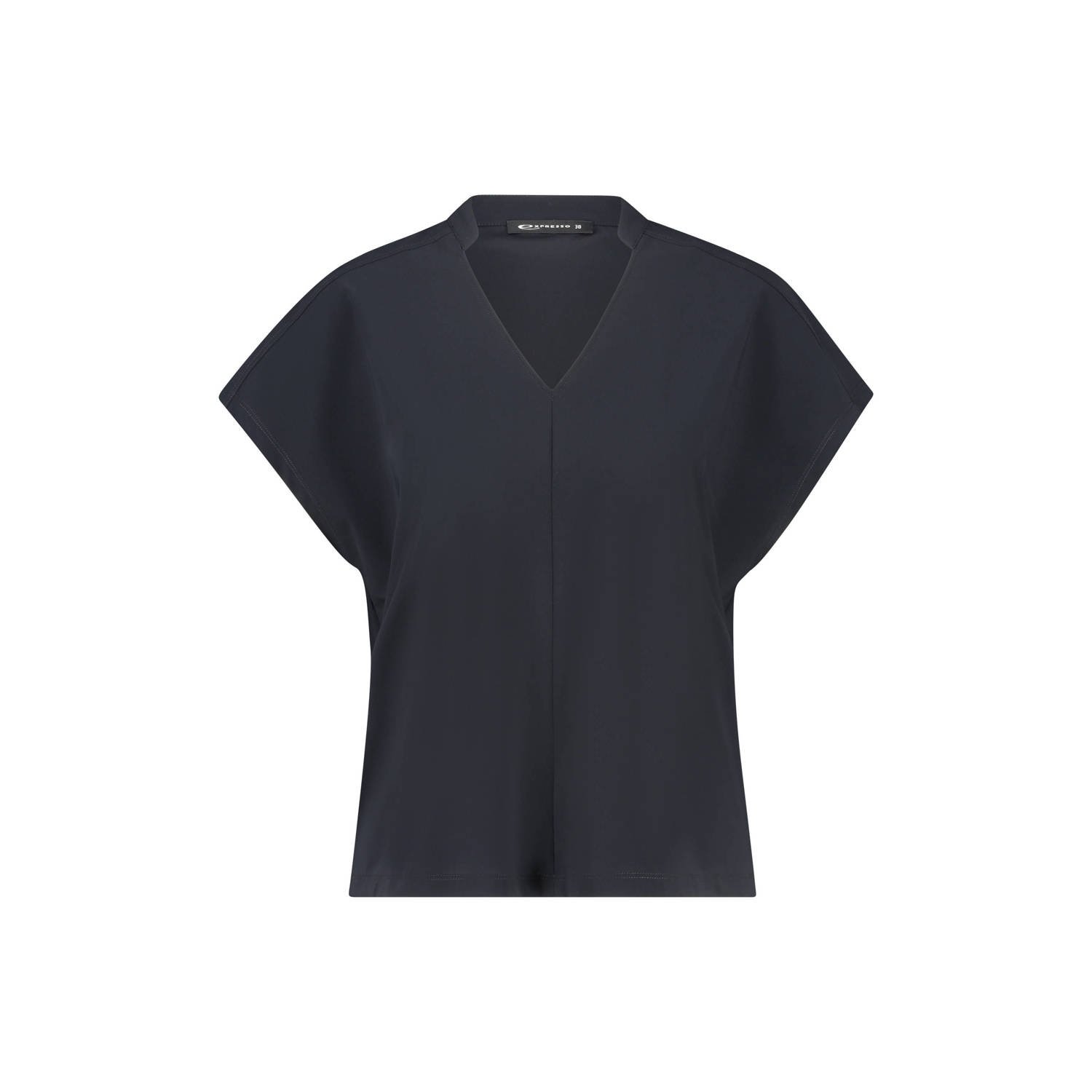 Expresso top van travelstof donkerblauw