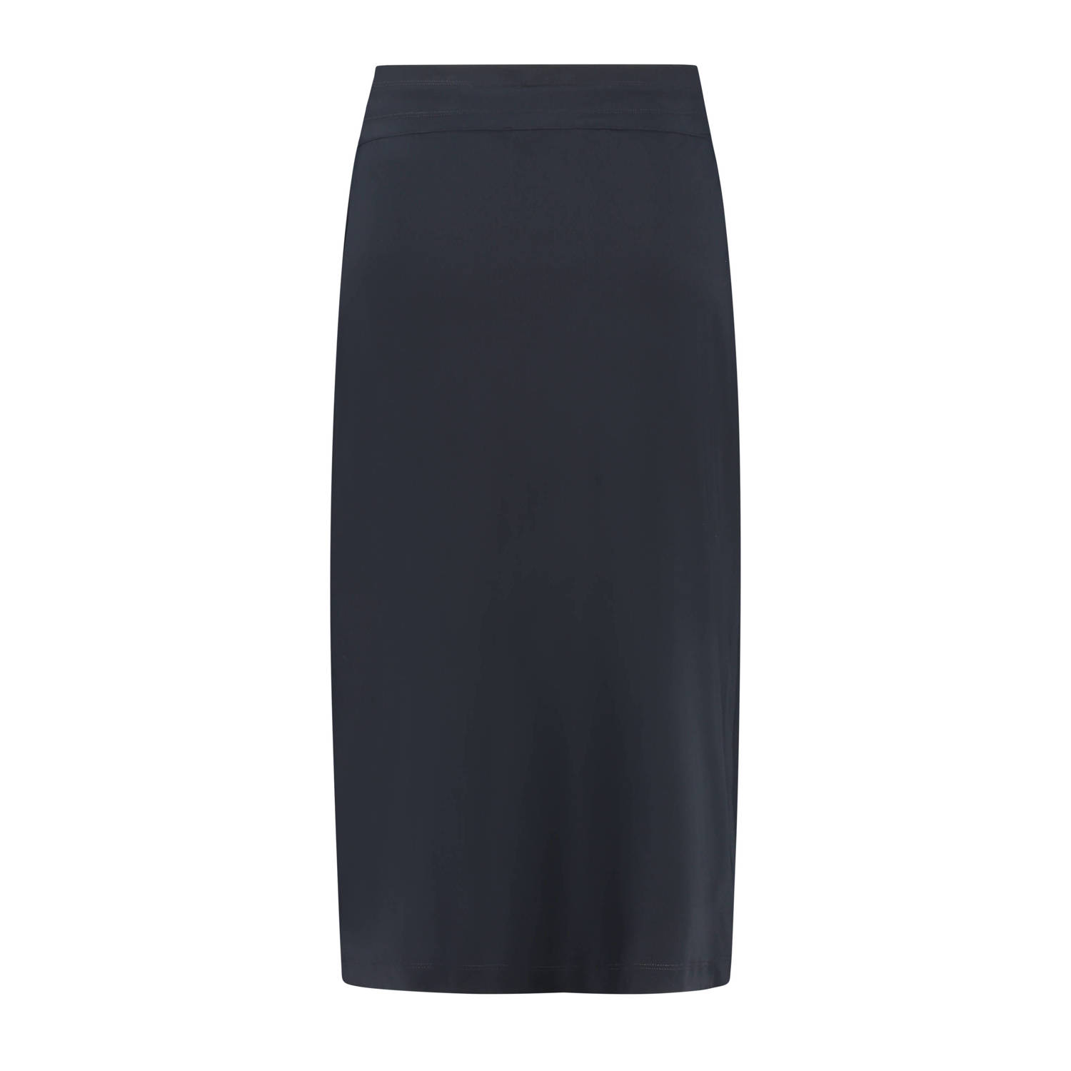 Expresso midi rok van travelstof donkerblauw