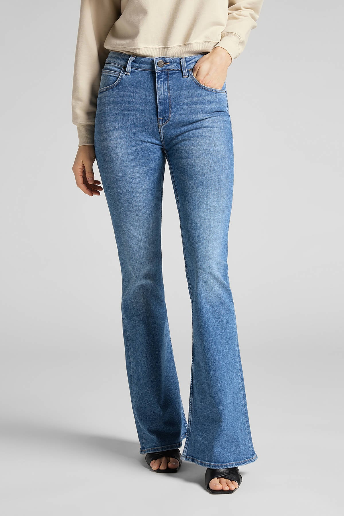 Lee high waist flared jeans Breese light blue denim | wehkamp