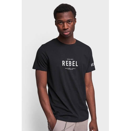 Redefined Rebel T-shirt RRRonan met printopdruk zwart afbeelding
