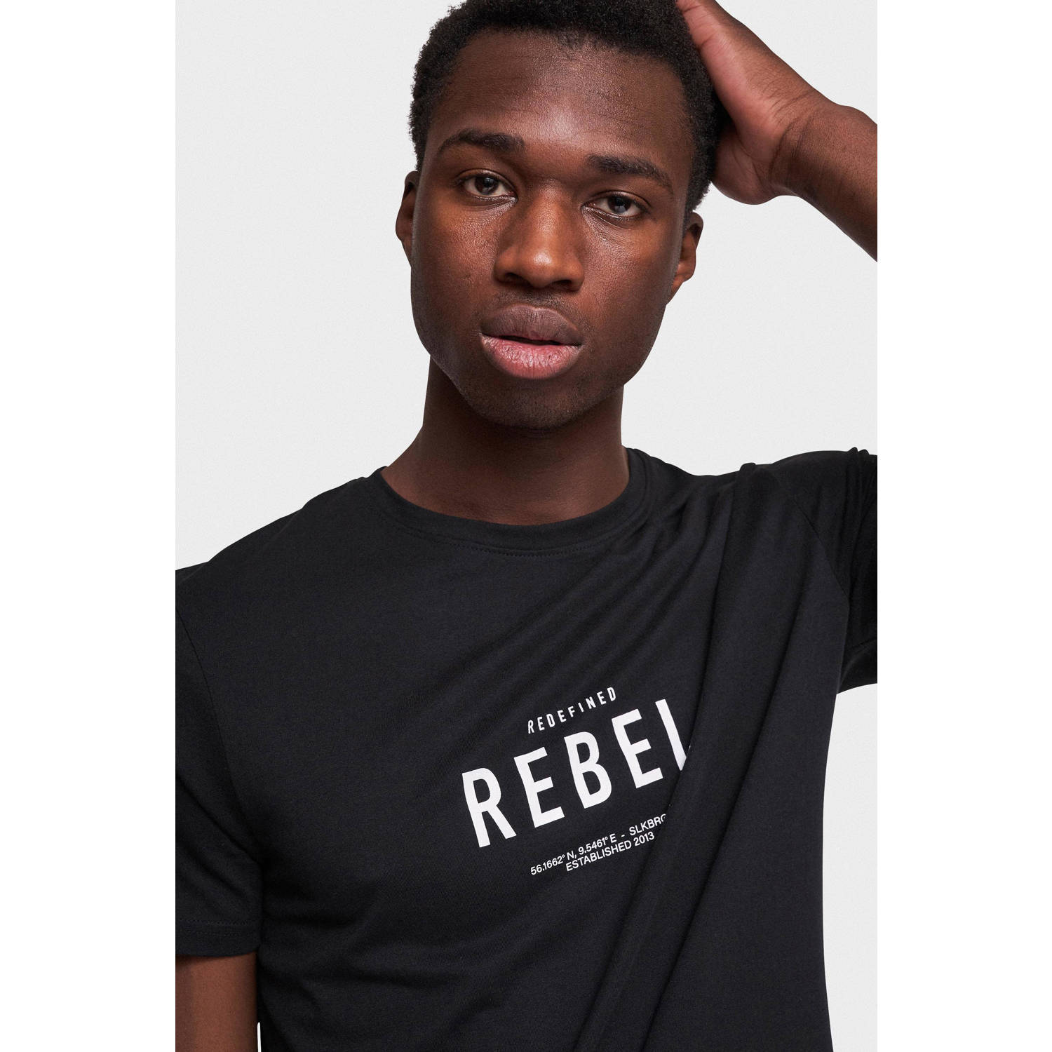 Redefined Rebel T-shirt RRRonan met printopdruk zwart