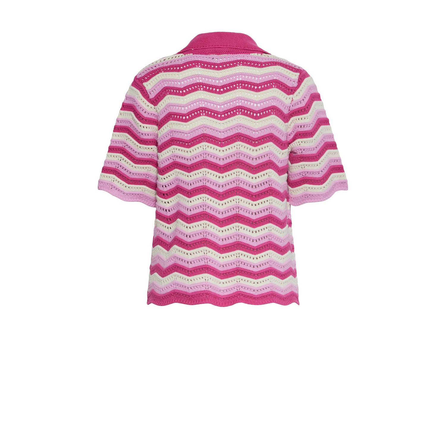 Y.A.S gestreepte gebreide top YASFURO roze wit