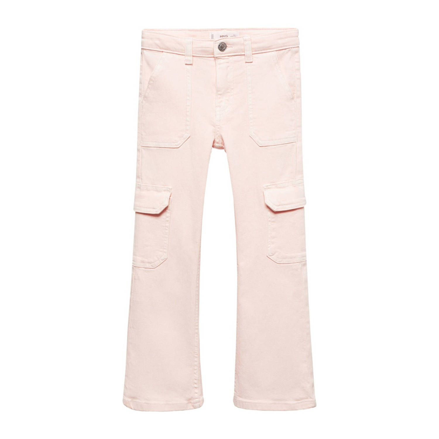 Mango Kids straight fit jeans pastelroze Meisjes Stretchkatoen Effen 122