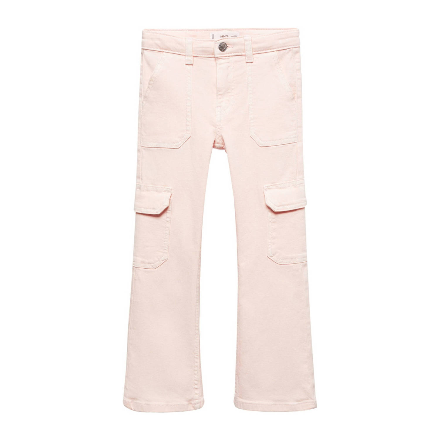 Mango Kids straight fit jeans pastelroze Meisjes Stretchkatoen Effen 122