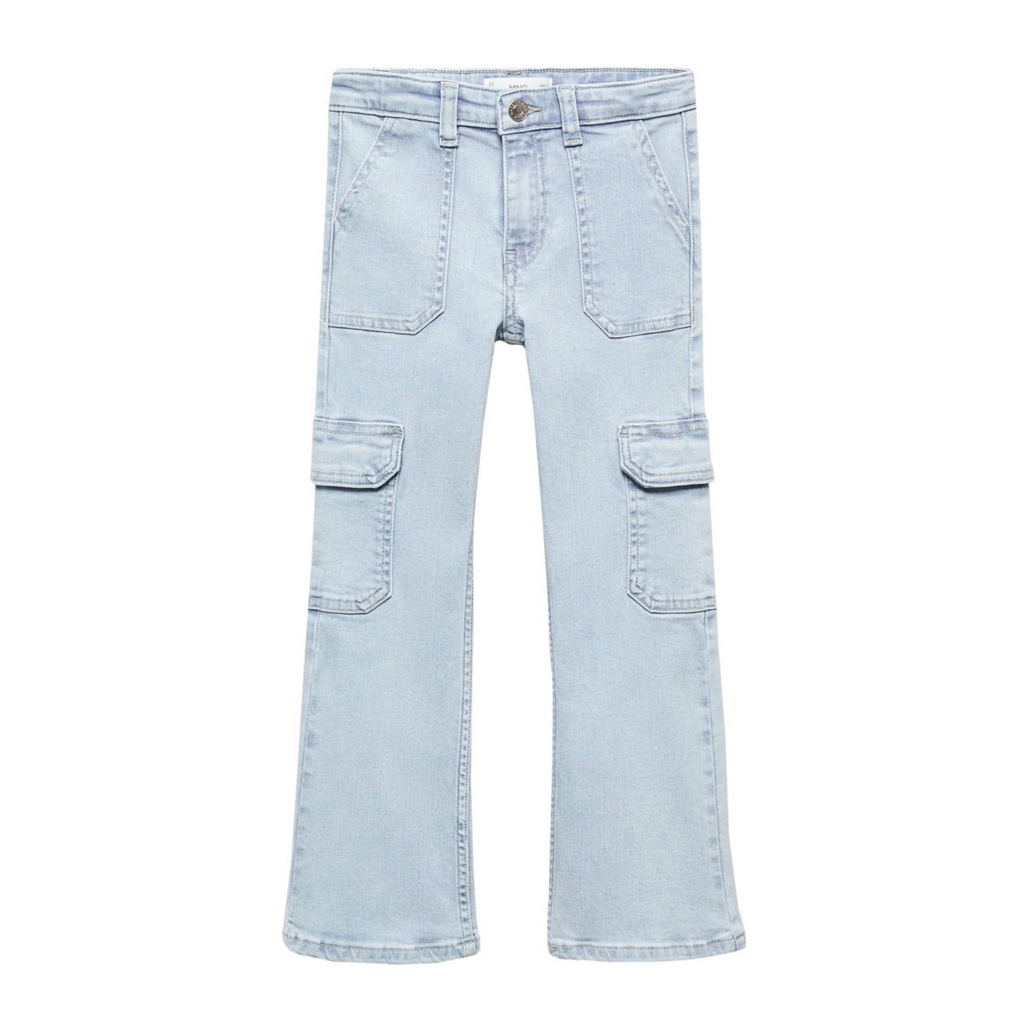 Mango Kids straight fit jeans lichtblauw Meisjes Stretchkatoen Effen 122