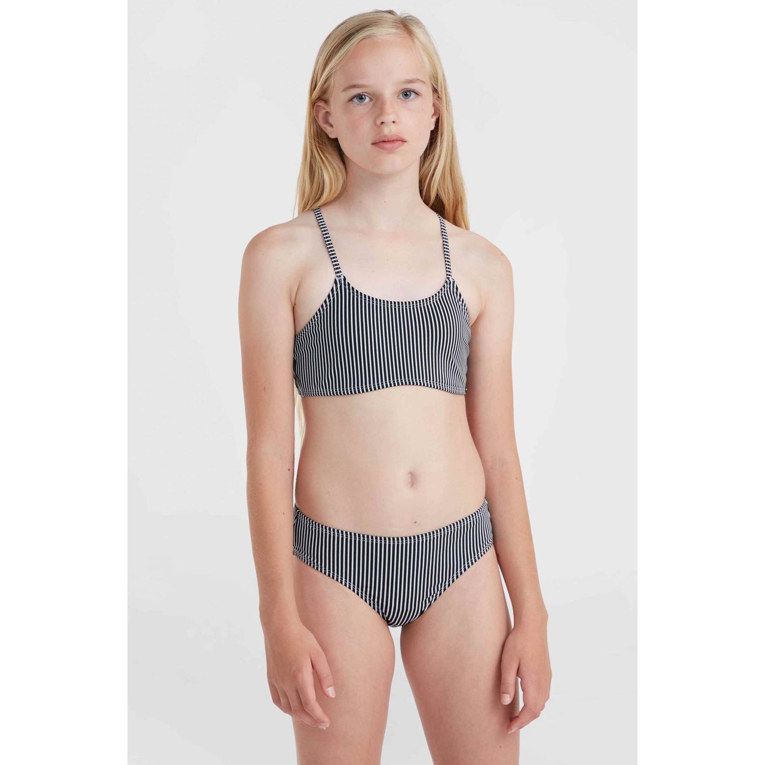 O'Neill crop bikini Essentials zwart wit Meisjes Polyester Streep 128