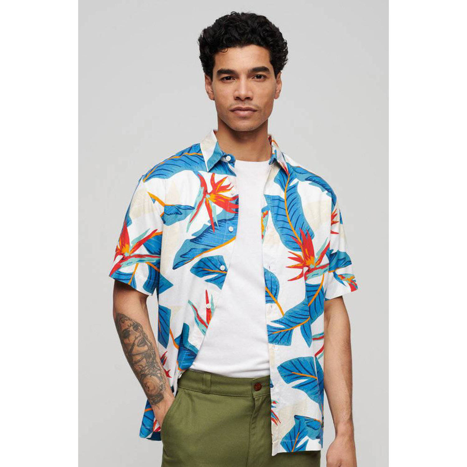 Superdry regular fit overhemd met all over print blauw