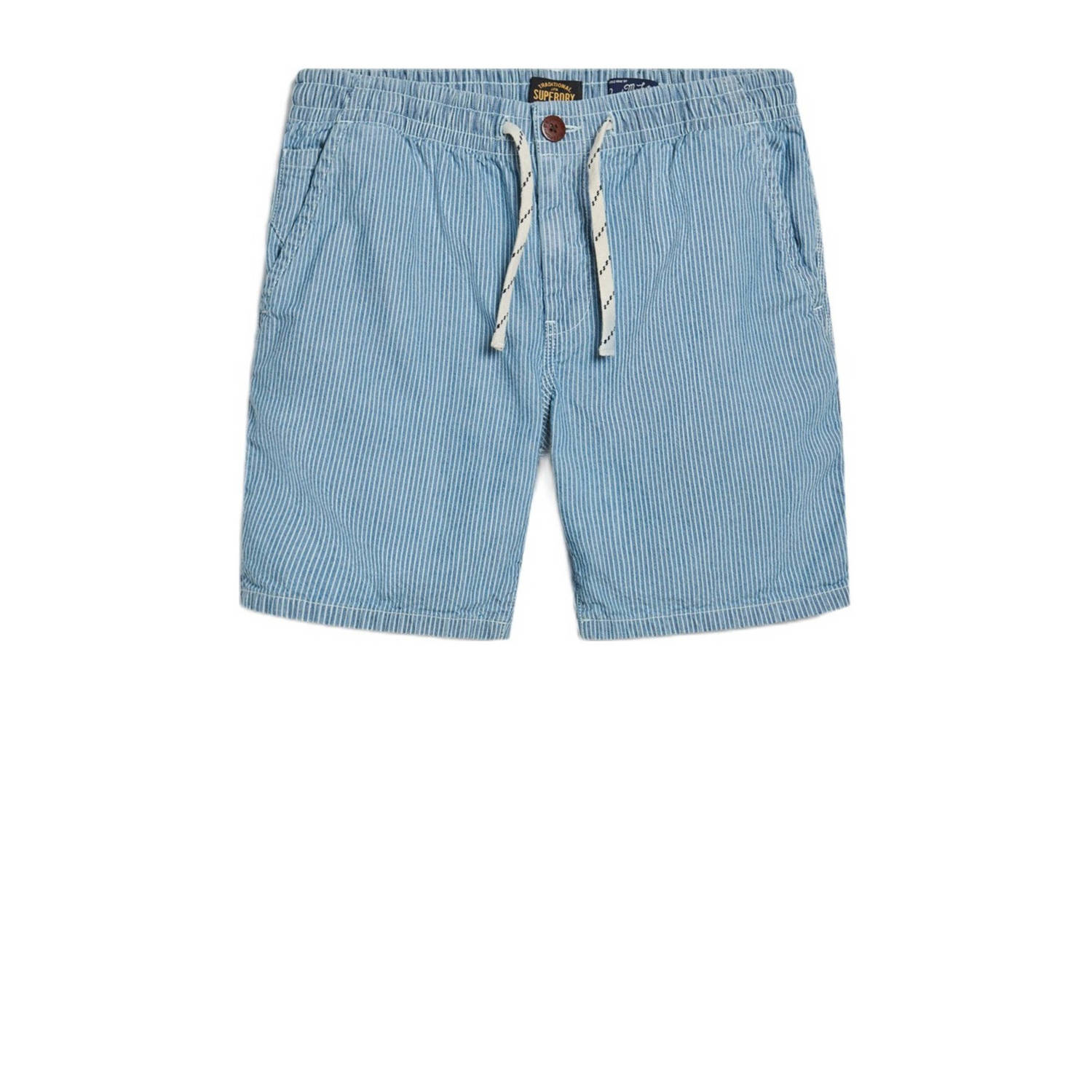 Superdry regular fit short met krijtstreep blauw