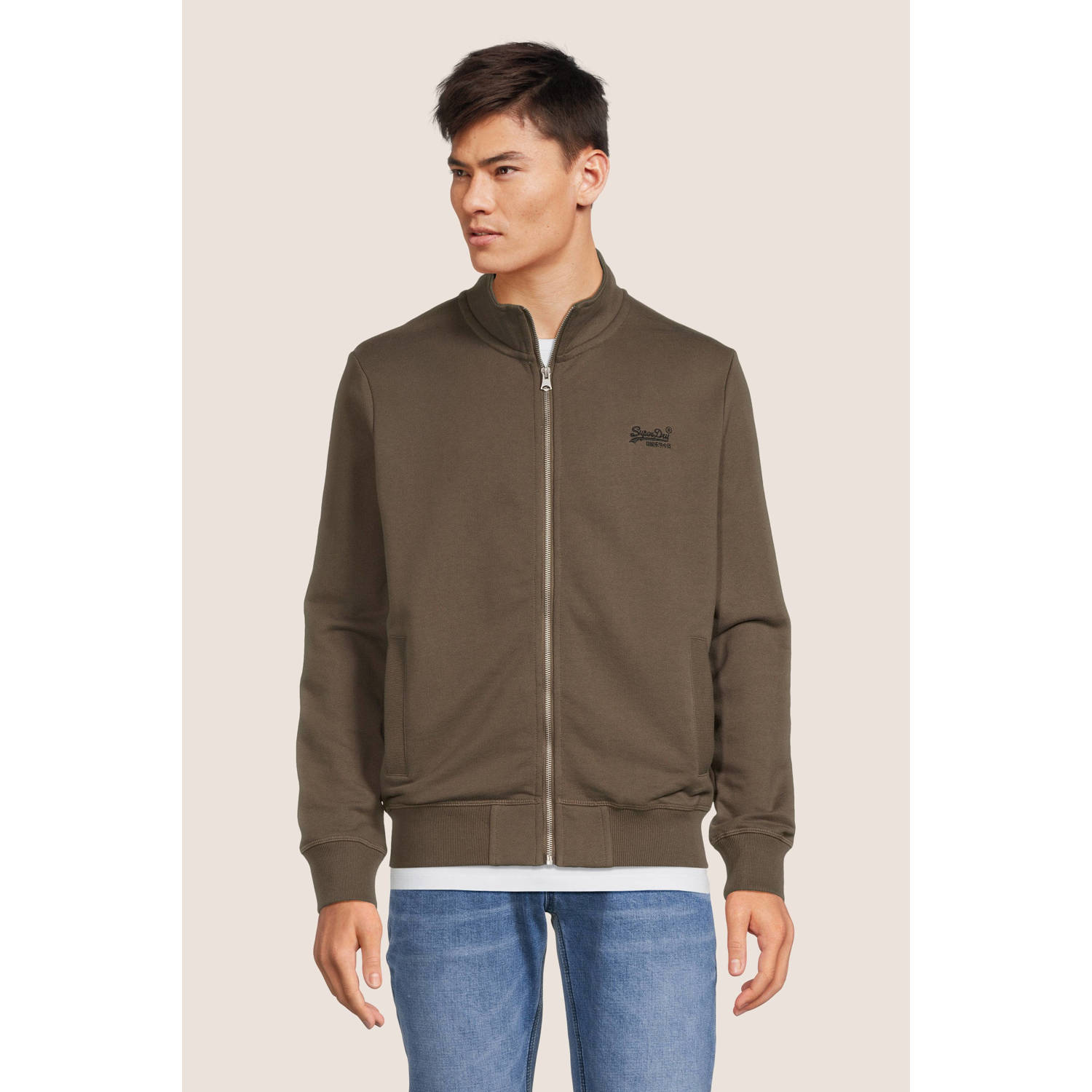 Superdry sweatvest met logo bruin