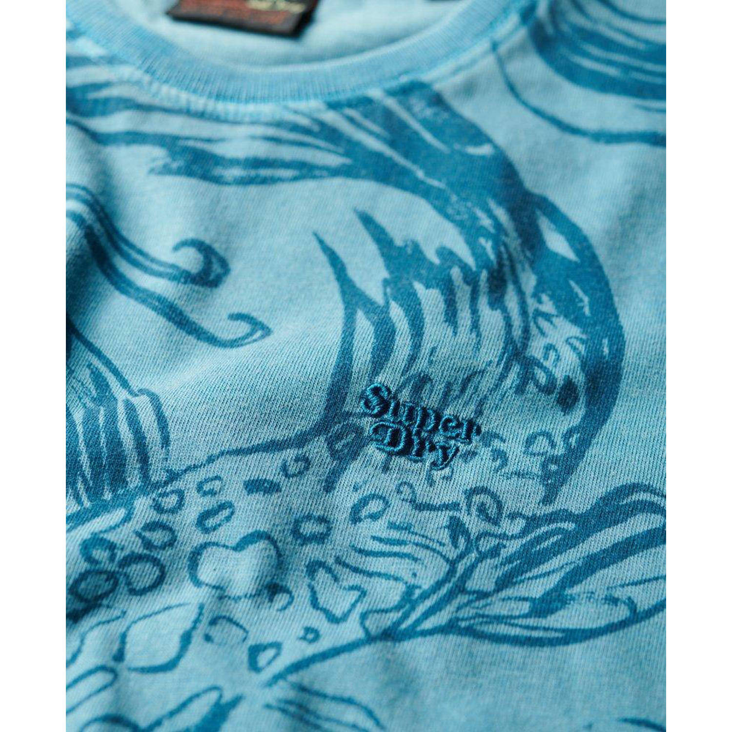 Superdry T-shirt met all over print blauw