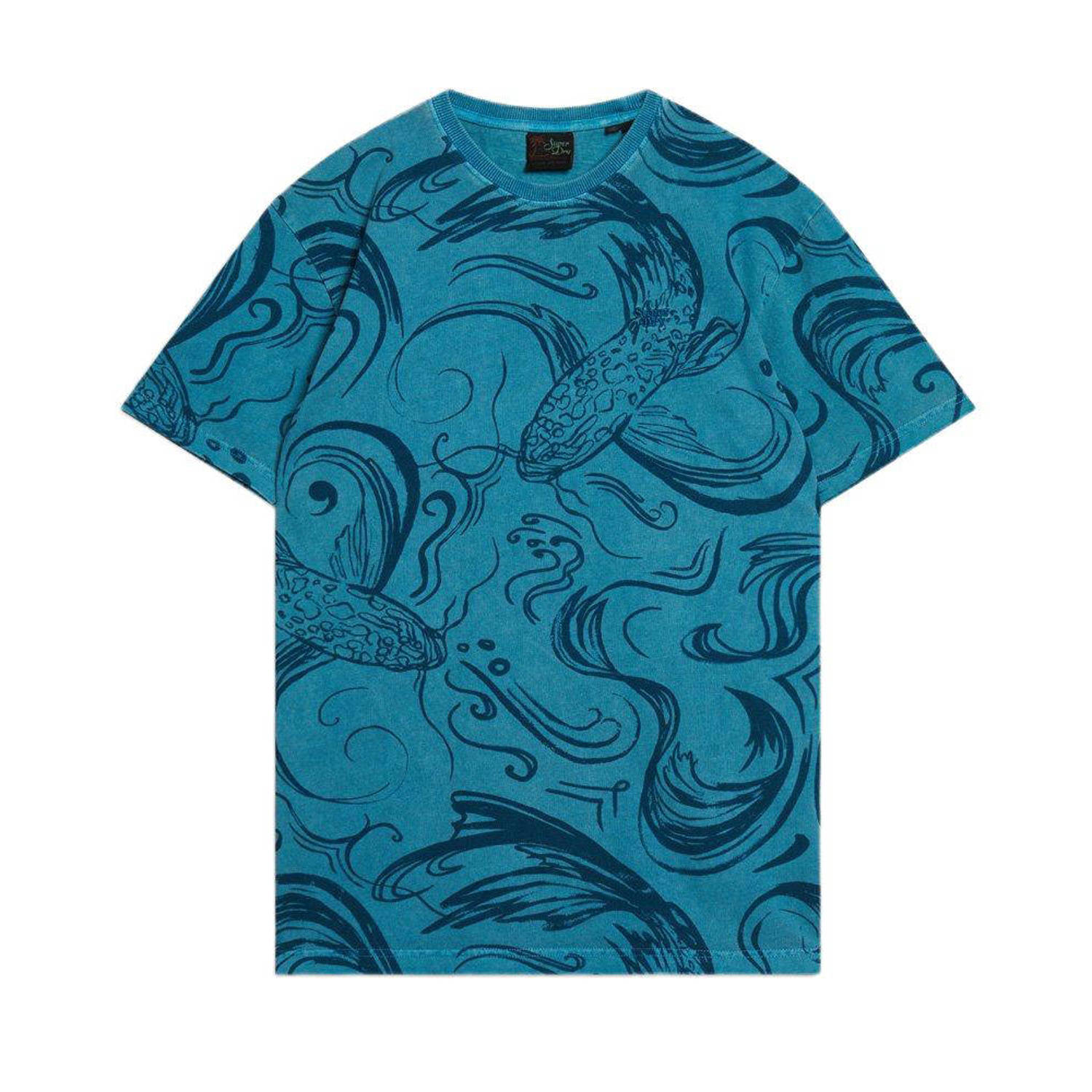 Superdry T-shirt met all over print blauw