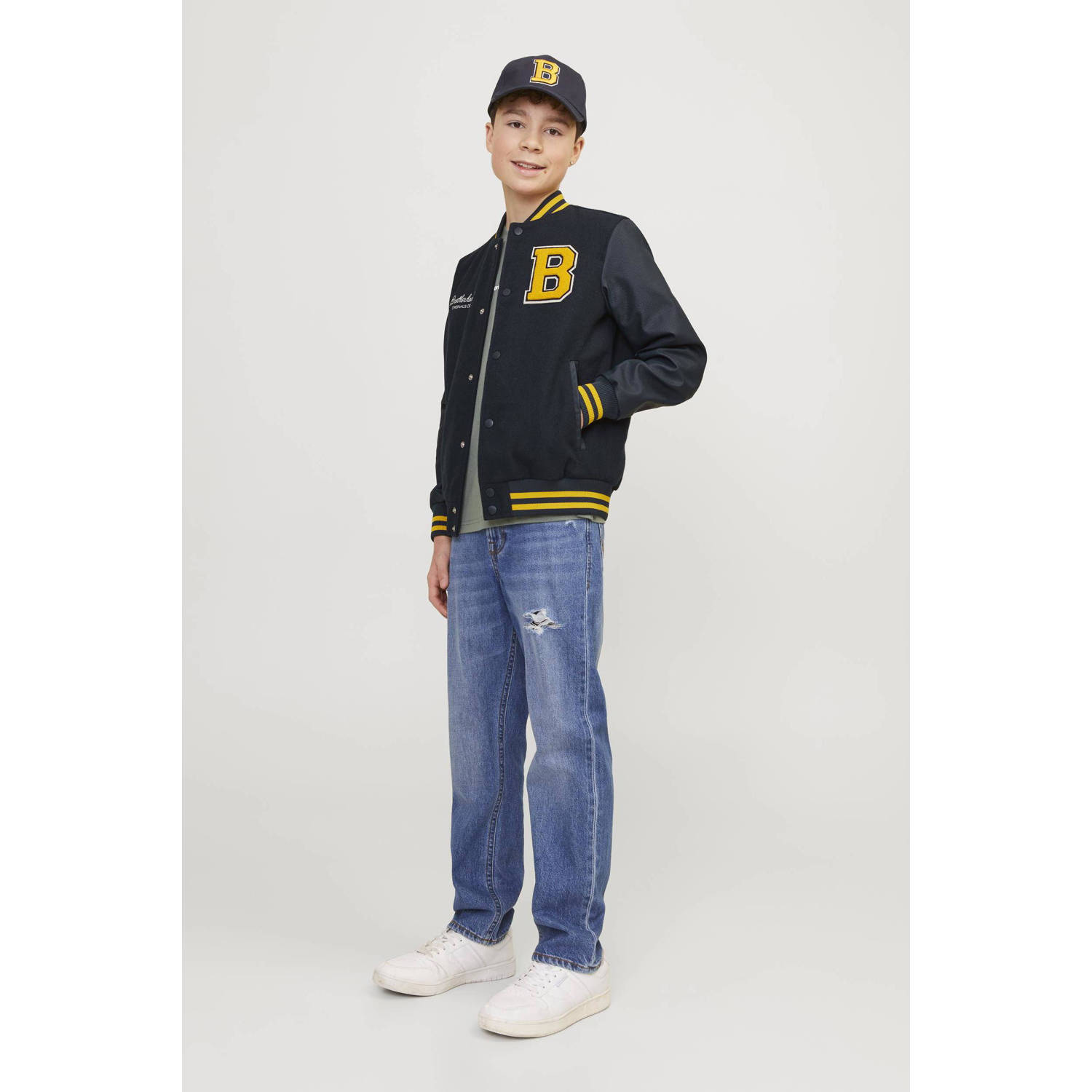 JACK & JONES JUNIOR bomberjack JORCOLLEGE met printopdruk donkerblauw