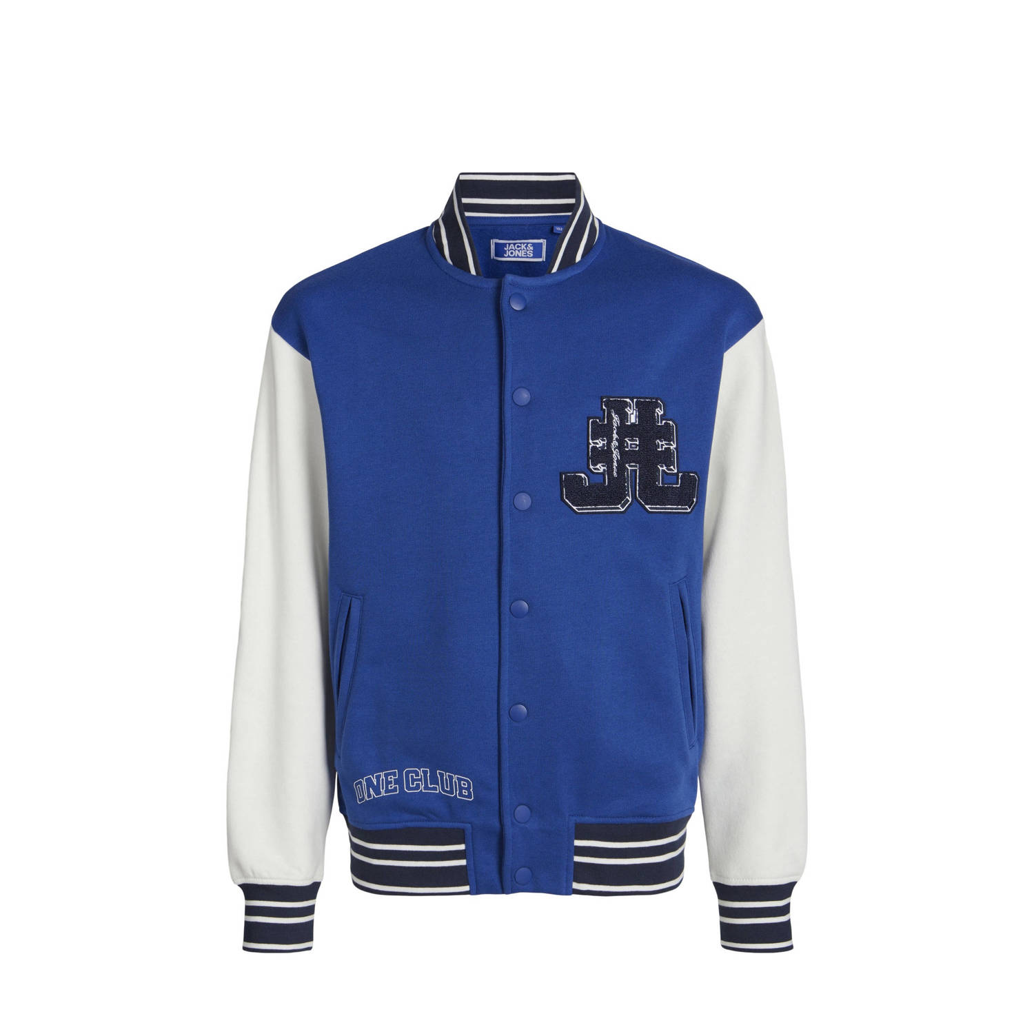 Jack & jones JUNIOR sweatvest JORCOLE VARSITY hardblauw wit Meerkleurig 152