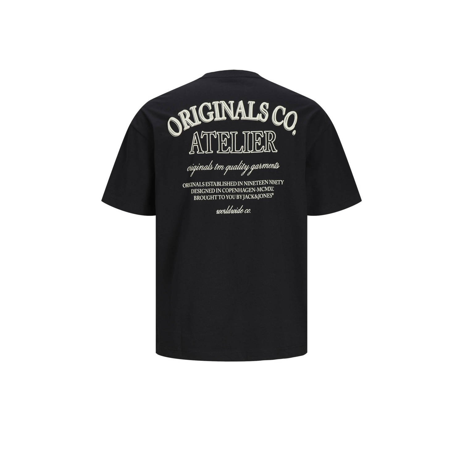 JACK & JONES JUNIOR T-shirt JORSANTORINI met backprint zwart
