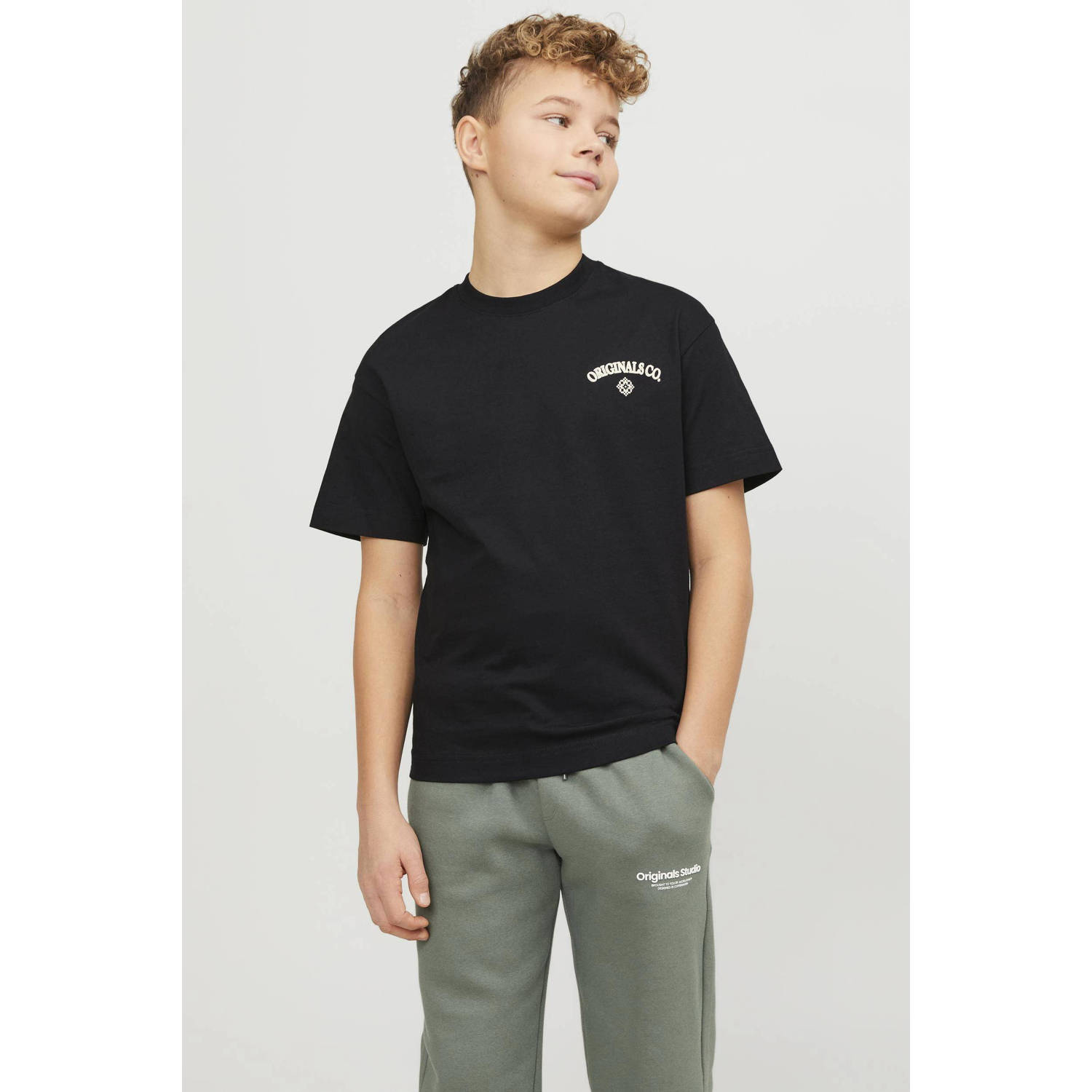 Jack & jones JUNIOR T-shirt JORSANTORINI met backprint zwart Jongens Katoen Ronde hals 128