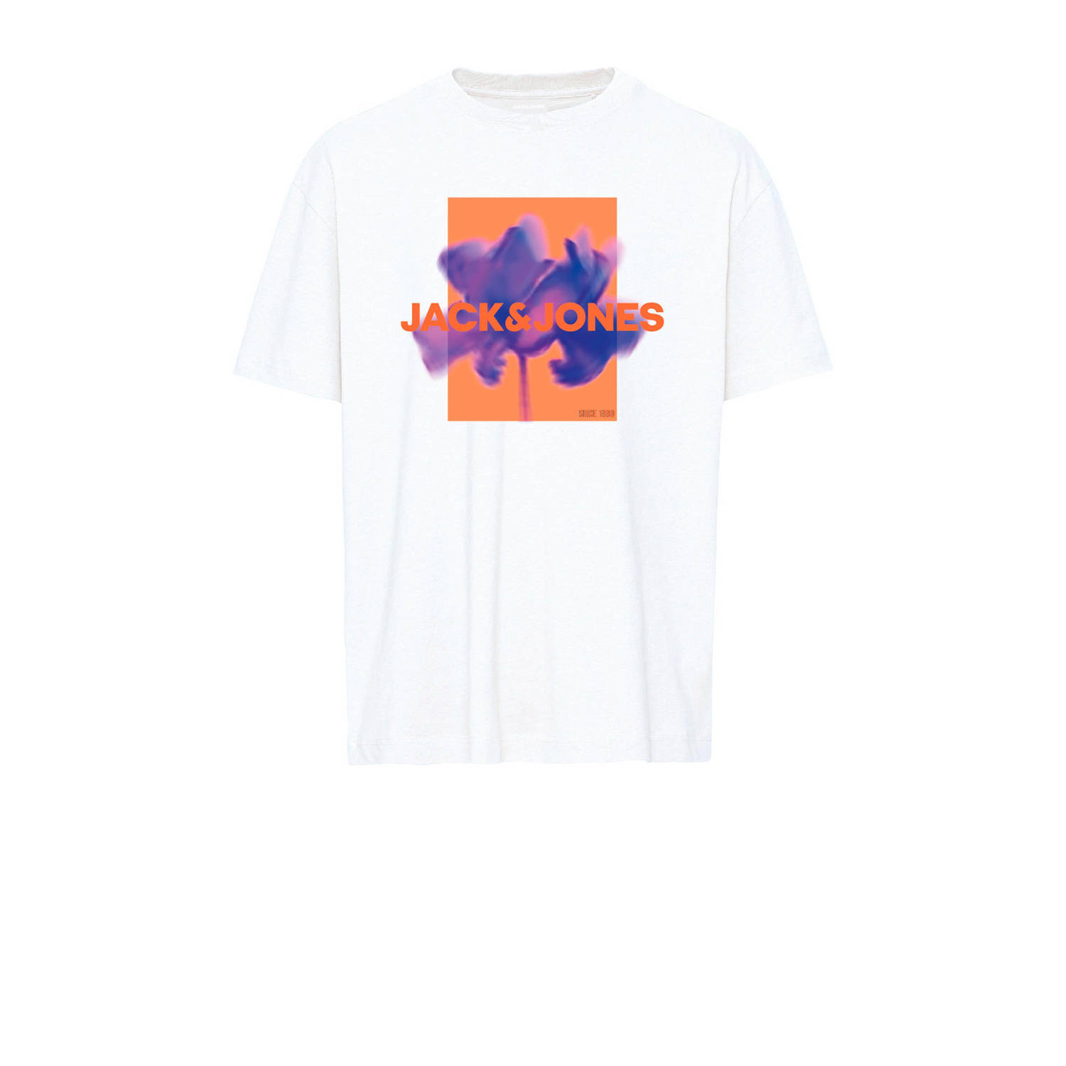 Jack & jones JUNIOR T-shirt JCOFLORALS met printopdruk wit Jongens Katoen Ronde hals 152