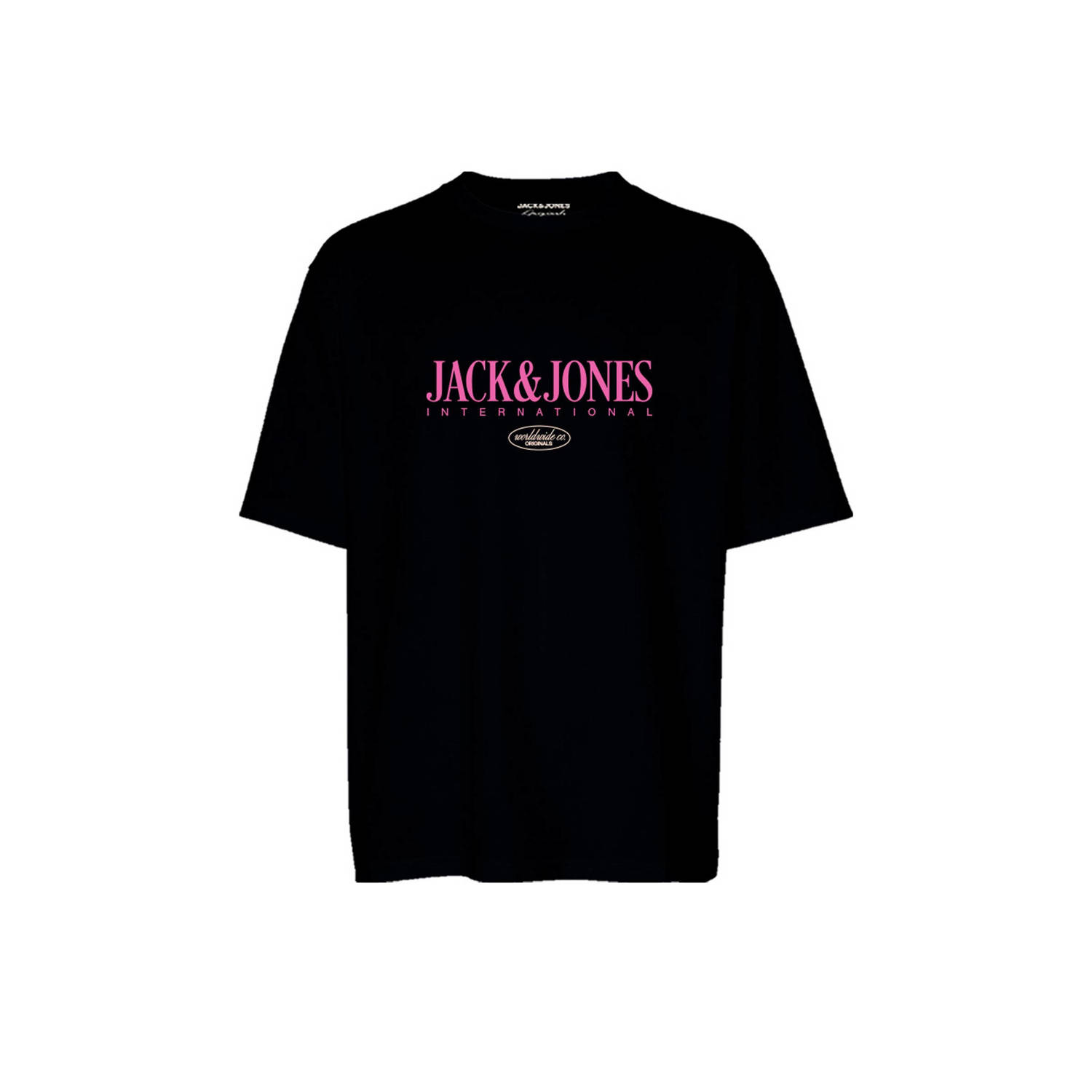 JACK & JONES JUNIOR T-shirt JORLUCCA FASTRUNNER1 met tekst zwart
