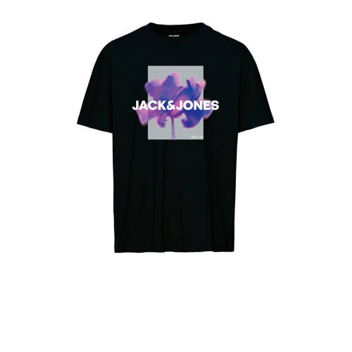 JACK & JONES JUNIOR T-shirt JCOFLORALS met printopdruk zwart