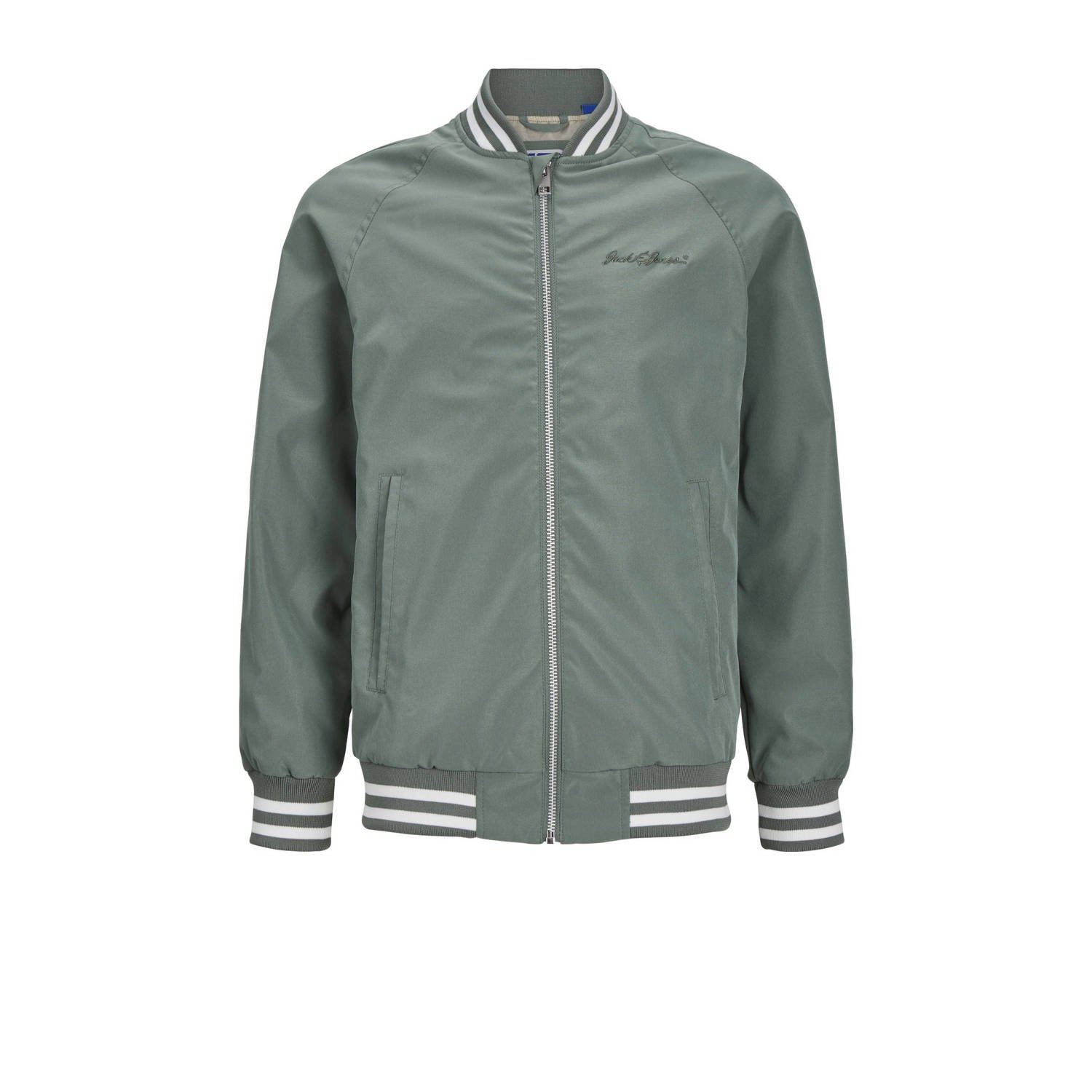 Jack & jones JUNIOR bomberjack zomer JORLUCCA zachtgroen Jas Jongens Gerecycled polyester Ronde hals 128