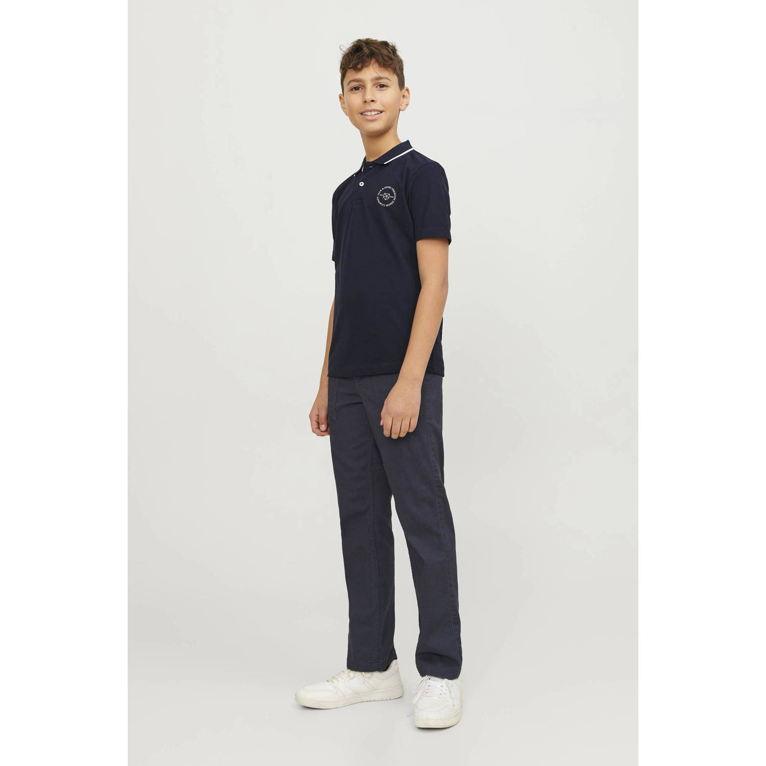 JACK & JONES JUNIOR polo JPRBLUSHIELD met printopdruk marine