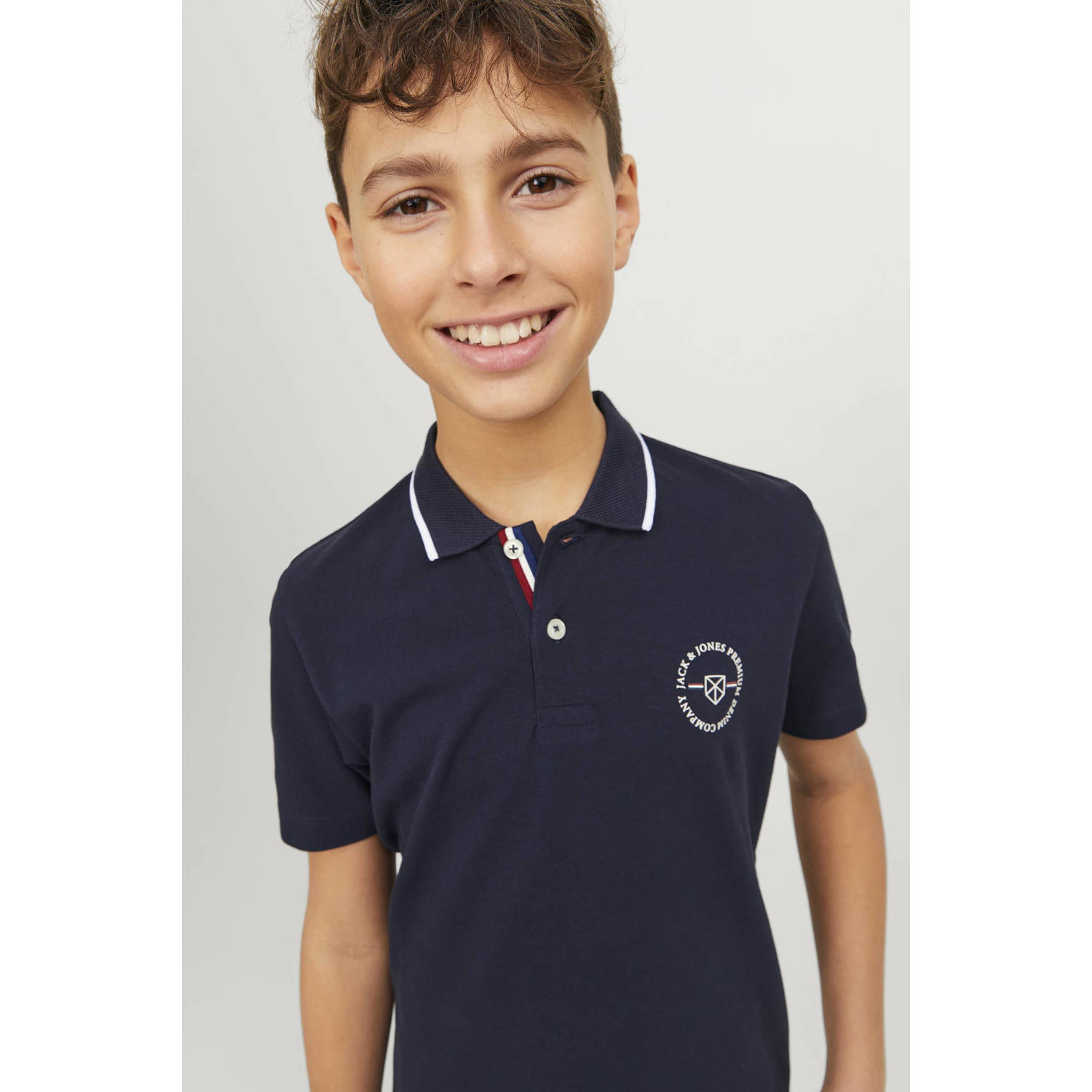 JACK & JONES JUNIOR polo JPRBLUSHIELD met printopdruk marine