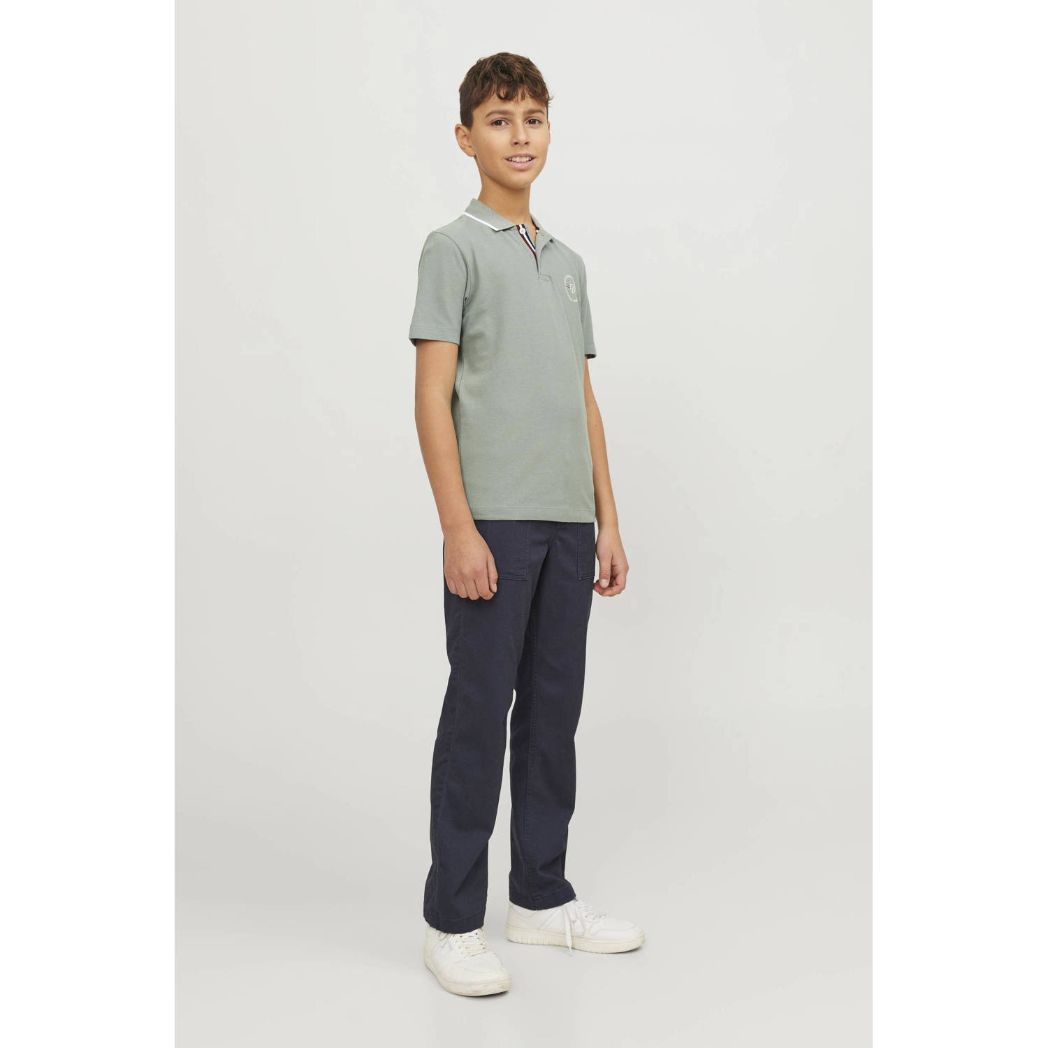 JACK & JONES JUNIOR polo JPRBLUSHIELD met printopdruk zachtgroen