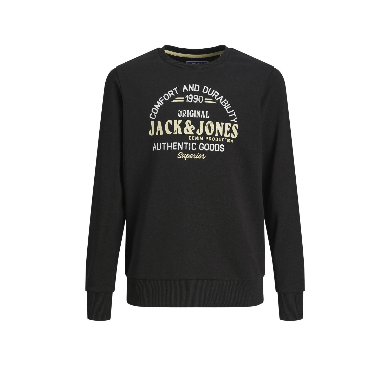 Jack & jones JUNIOR sweater JJMINDS met logo zwart Logo 116