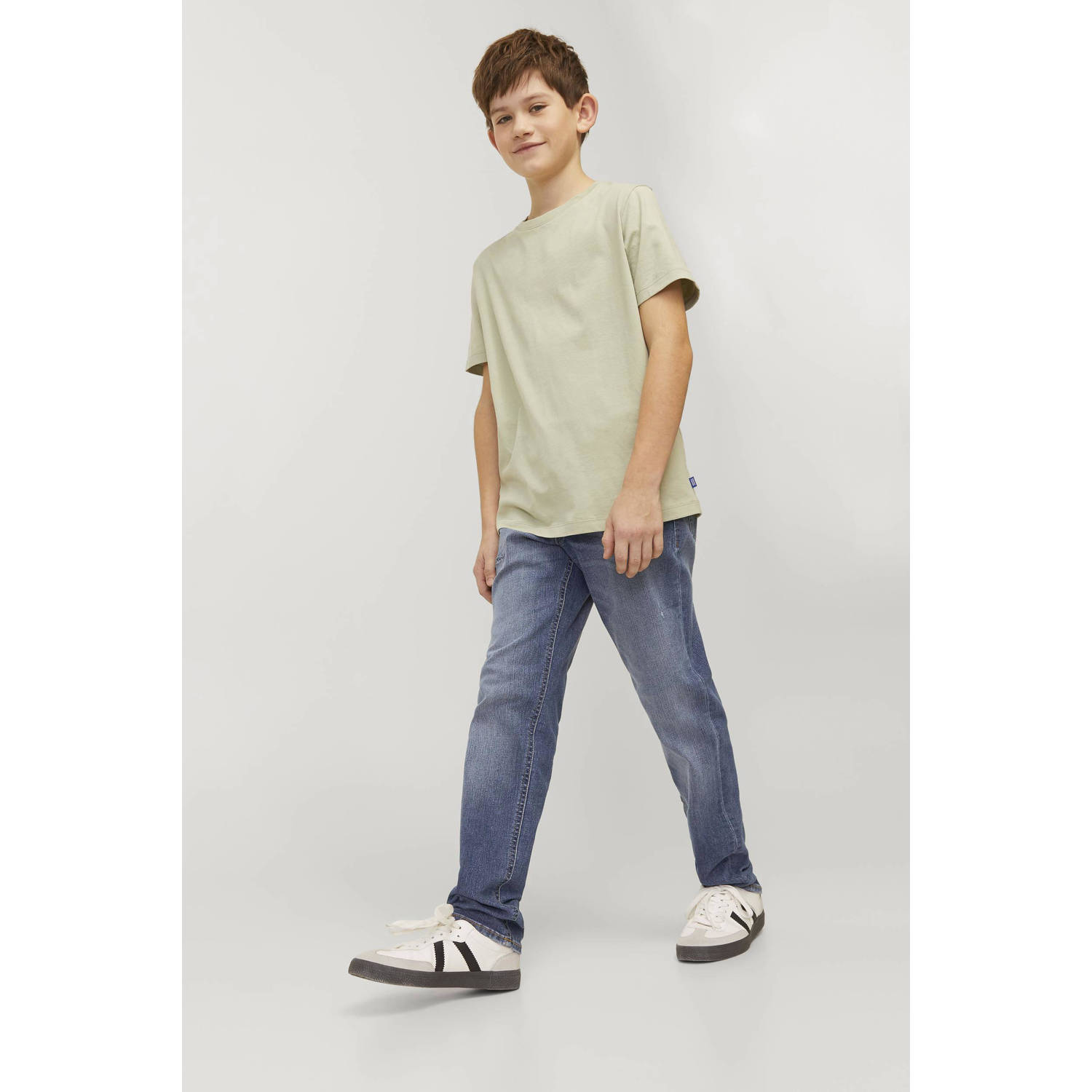 JACK & JONES JUNIOR low waist slim fit jeans JJIGLENN JJORIGINAL blue denim