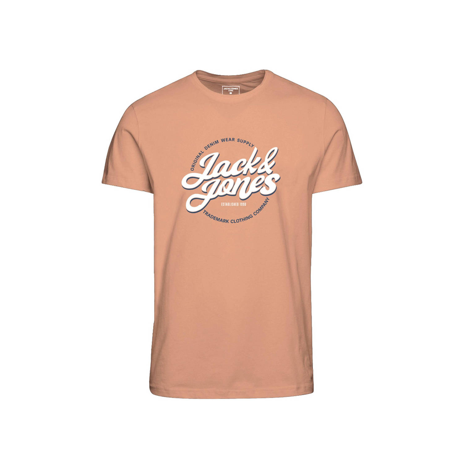 JACK & JONES JUNIOR T-shirt JJMINDS met logo zachtoranje