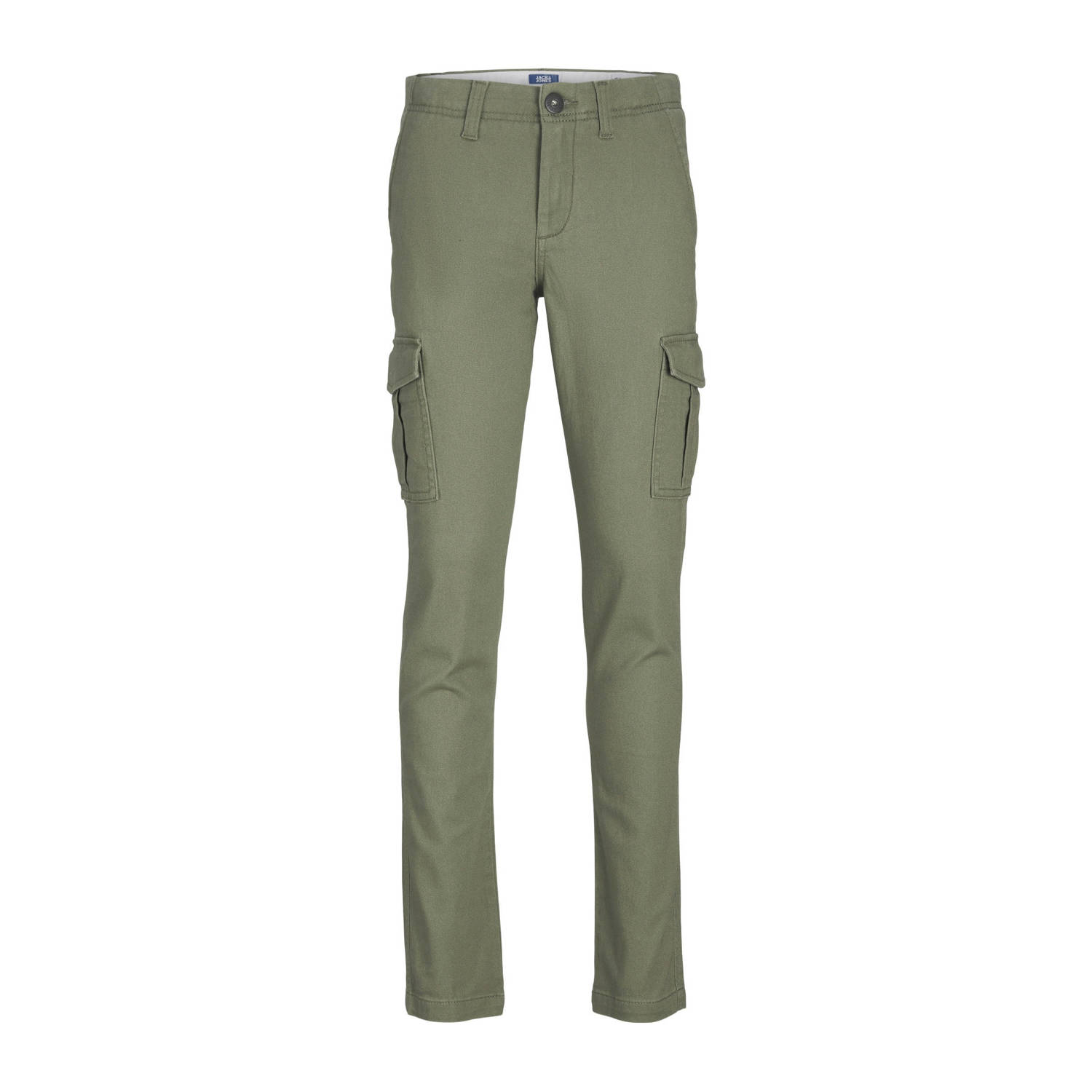 Jack & jones JUNIOR low waist slim fit cargobroek JPSTMARCO JJJOE licht armygroen Jongens Stretchkatoen 128