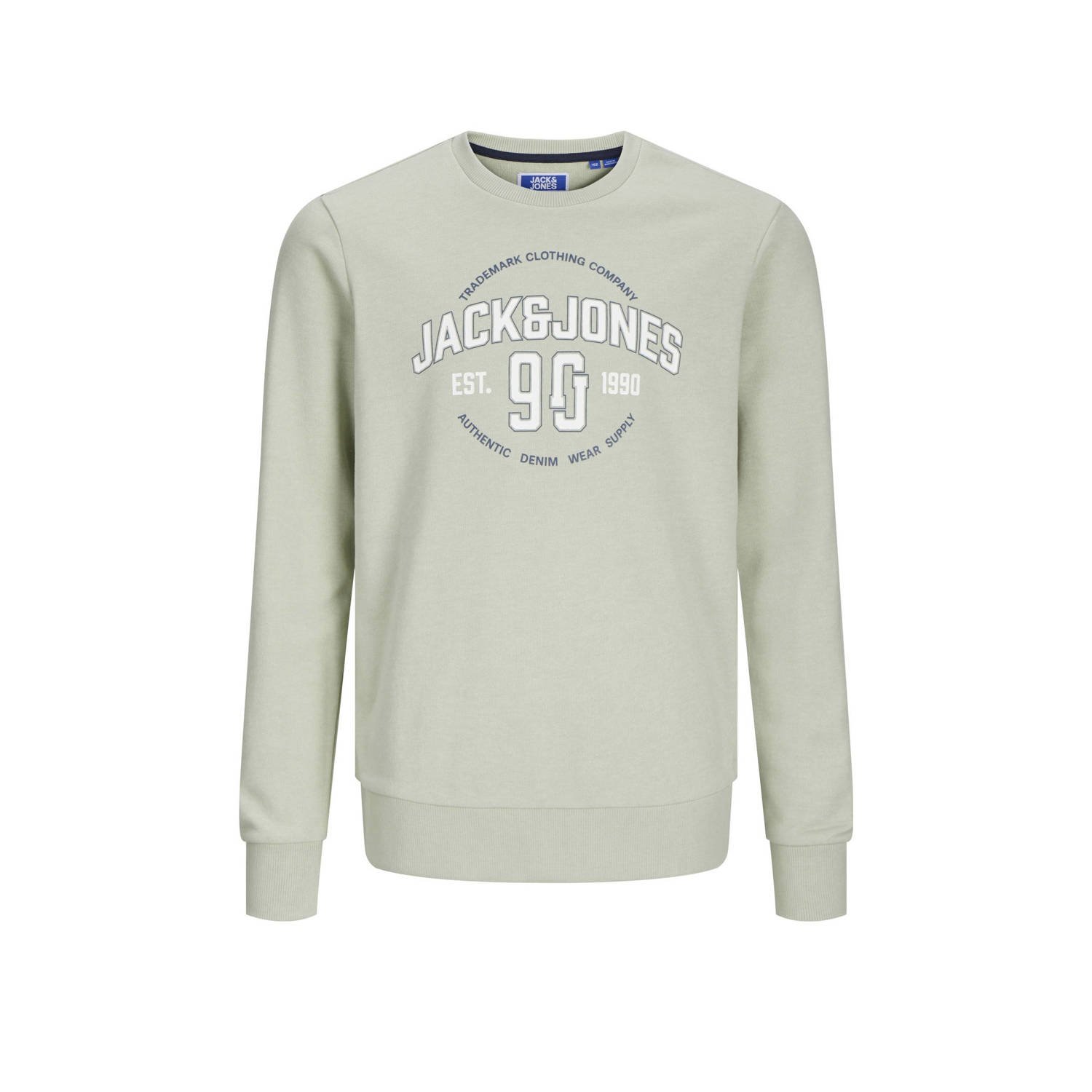 JACK & JONES JUNIOR sweater JJMINDS met logo licht saliegroen