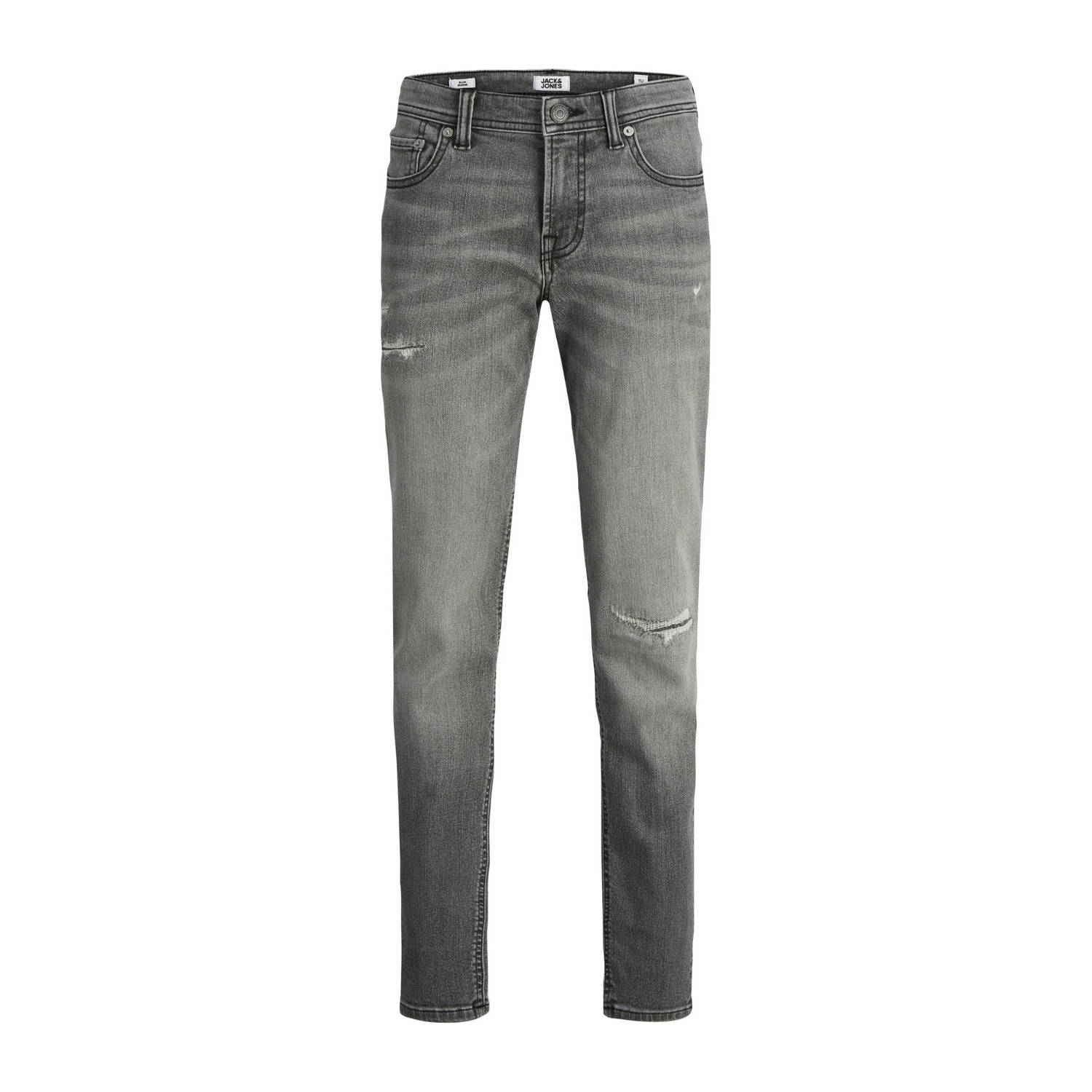 Jack & jones JUNIOR low waist slim fit jeans JJIGLENN JJORIGINAL grey denim Grijs Jongens Stretchdenim 128