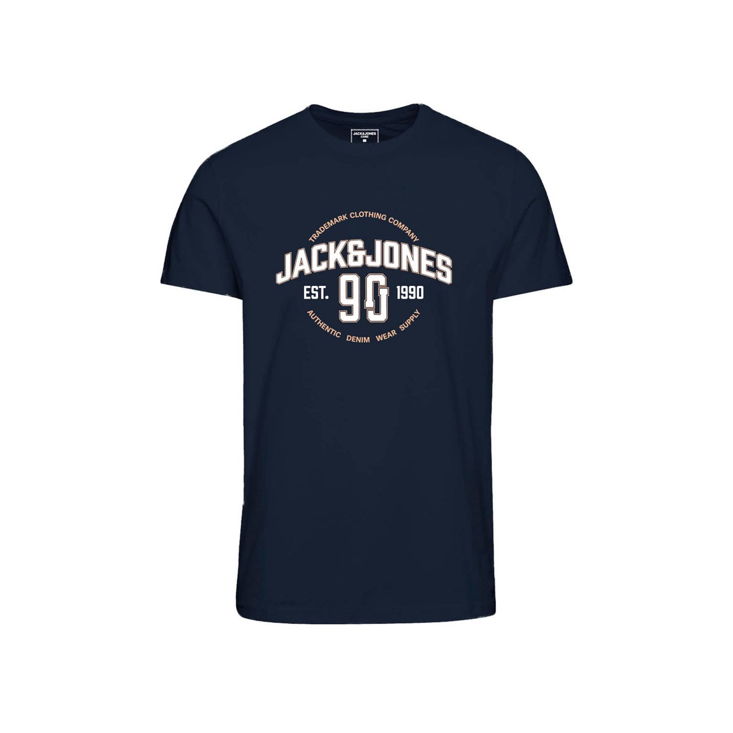 Jack & jones JUNIOR T-shirt JJMINDS met logo donkerblauw Jongens Katoen Ronde hals 152