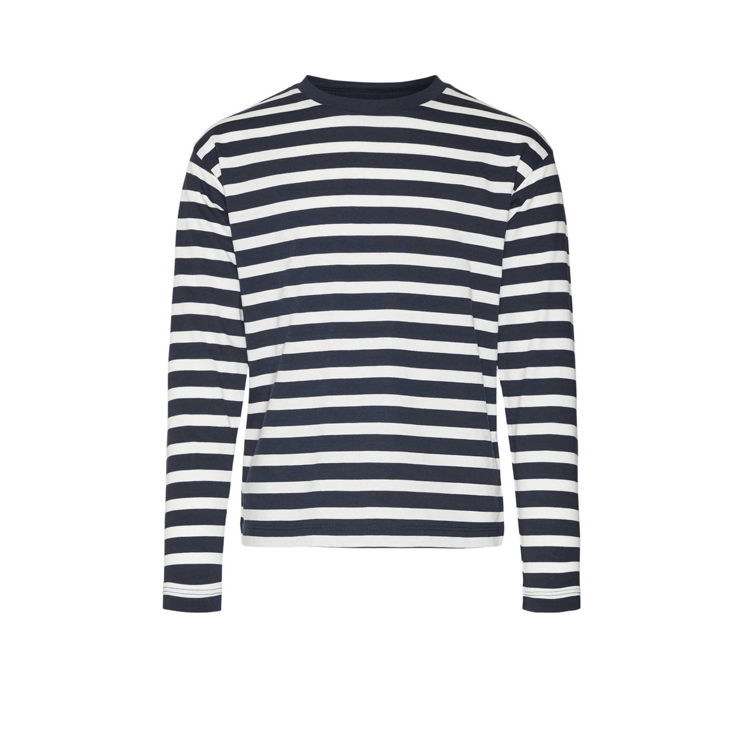 VERO MODA GIRL gestreepte longsleeve VMGRO donkerblauw wit Meisjes Katoen Ronde hals 122 128