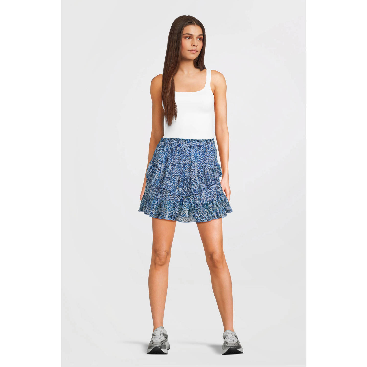 AI&KO rok met dierenprint blauw