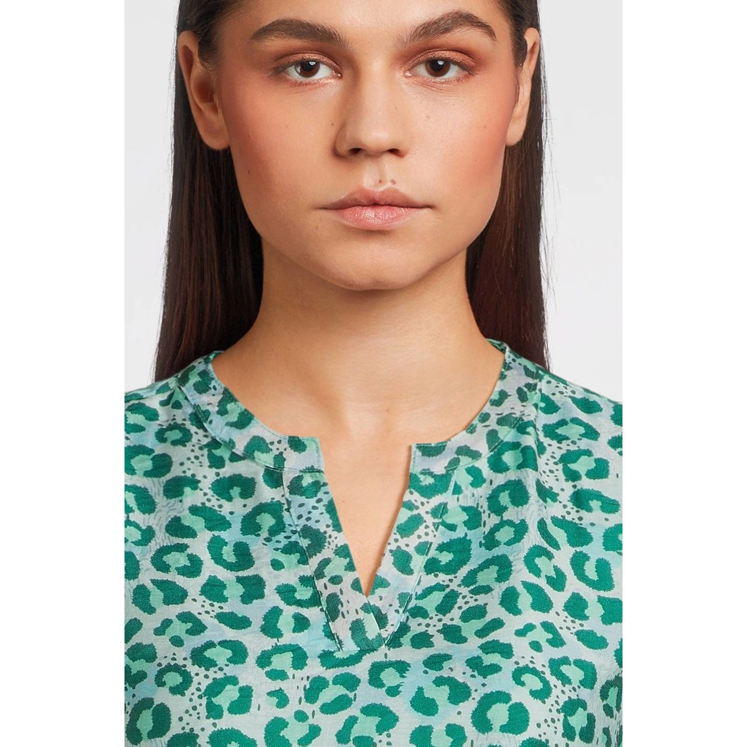 AI&KO jurk met dierenprint groen