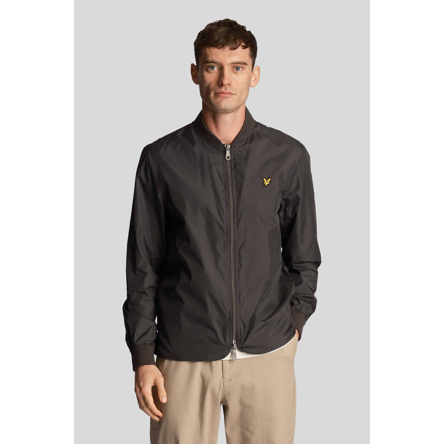 Lyle & Scott bomberjack met logo gunmetal