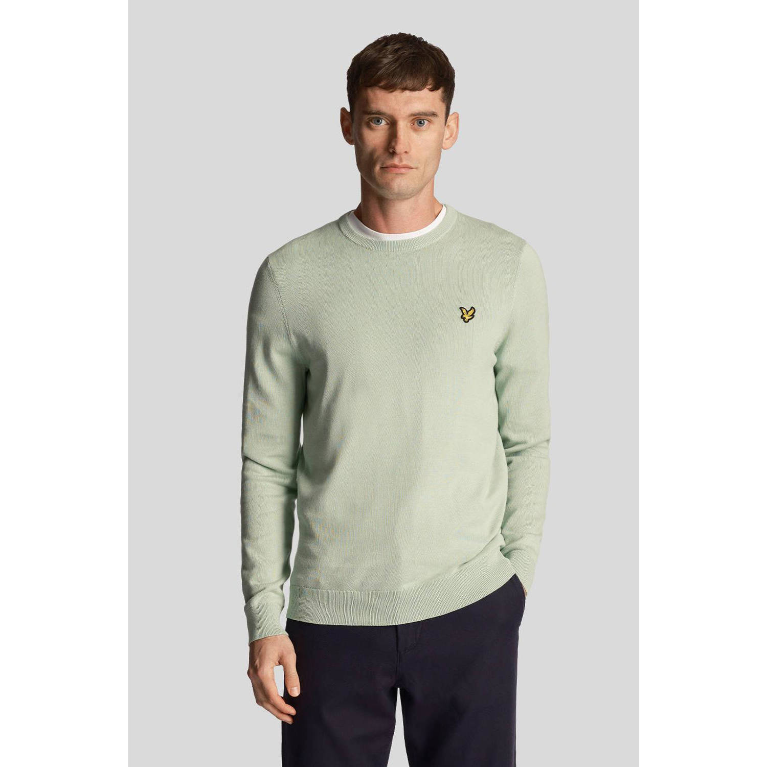 Lyle & Scott trui met logo turquoise shadow