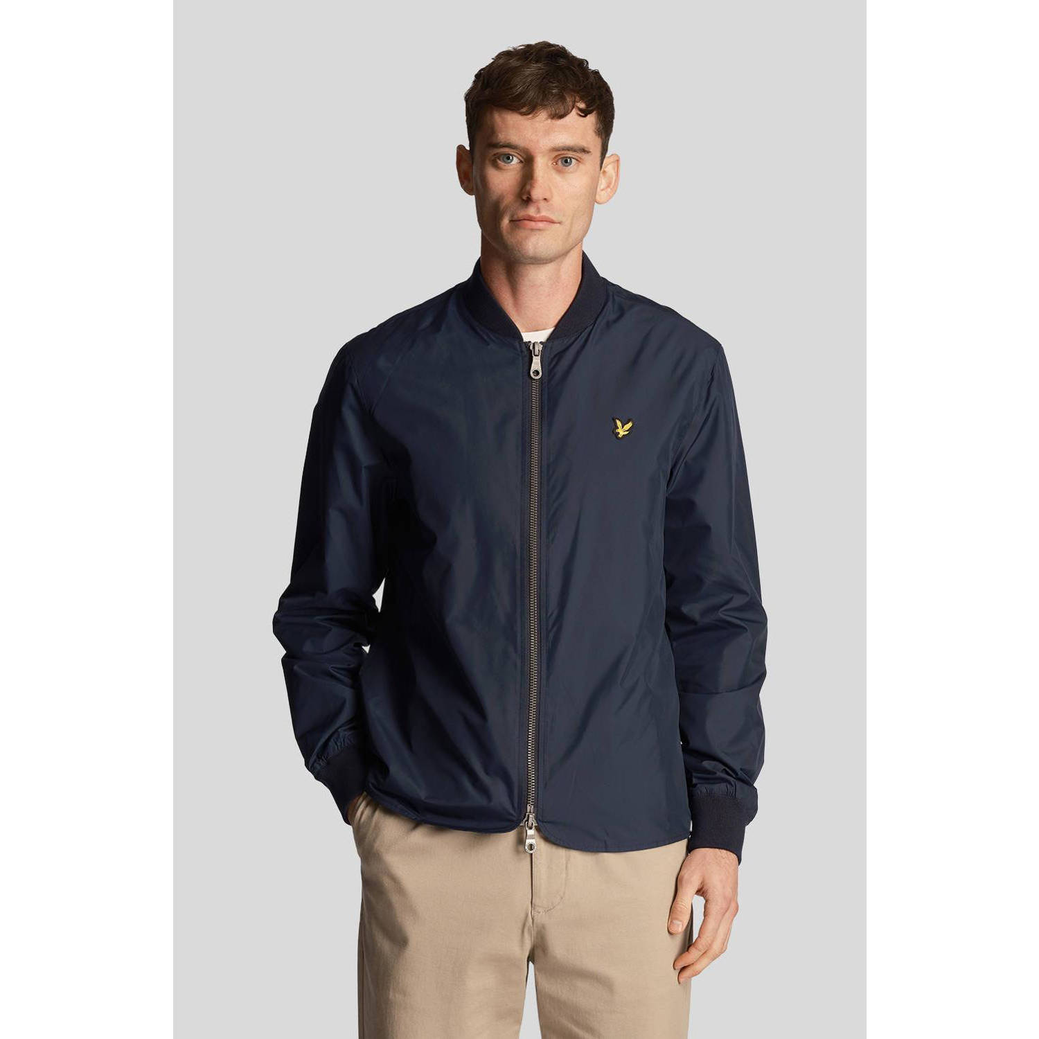 Lyle & Scott bomberjack met logo dark navy