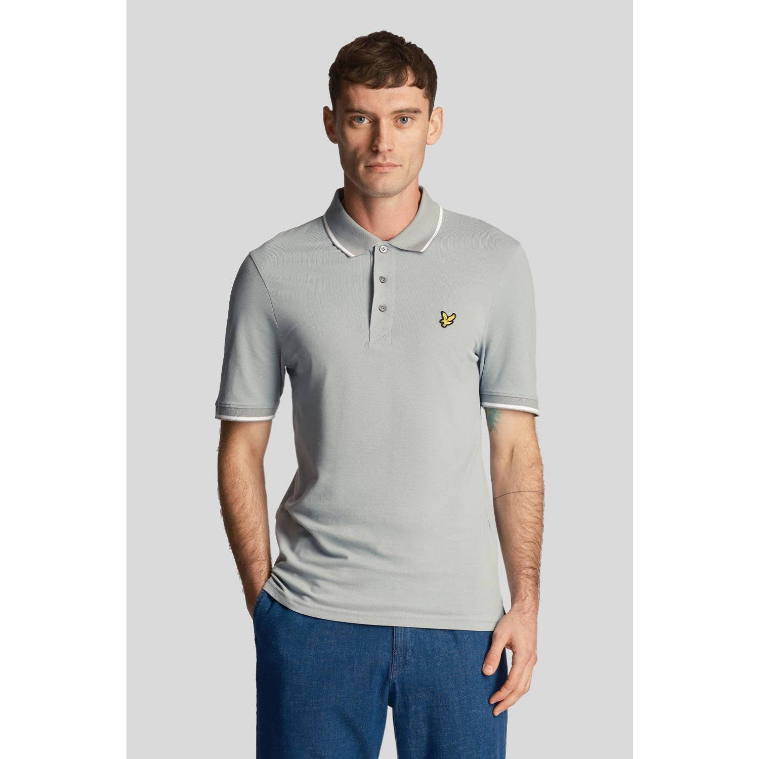 Lyle & Scott regular fit polo Tipped met logo slate blue white