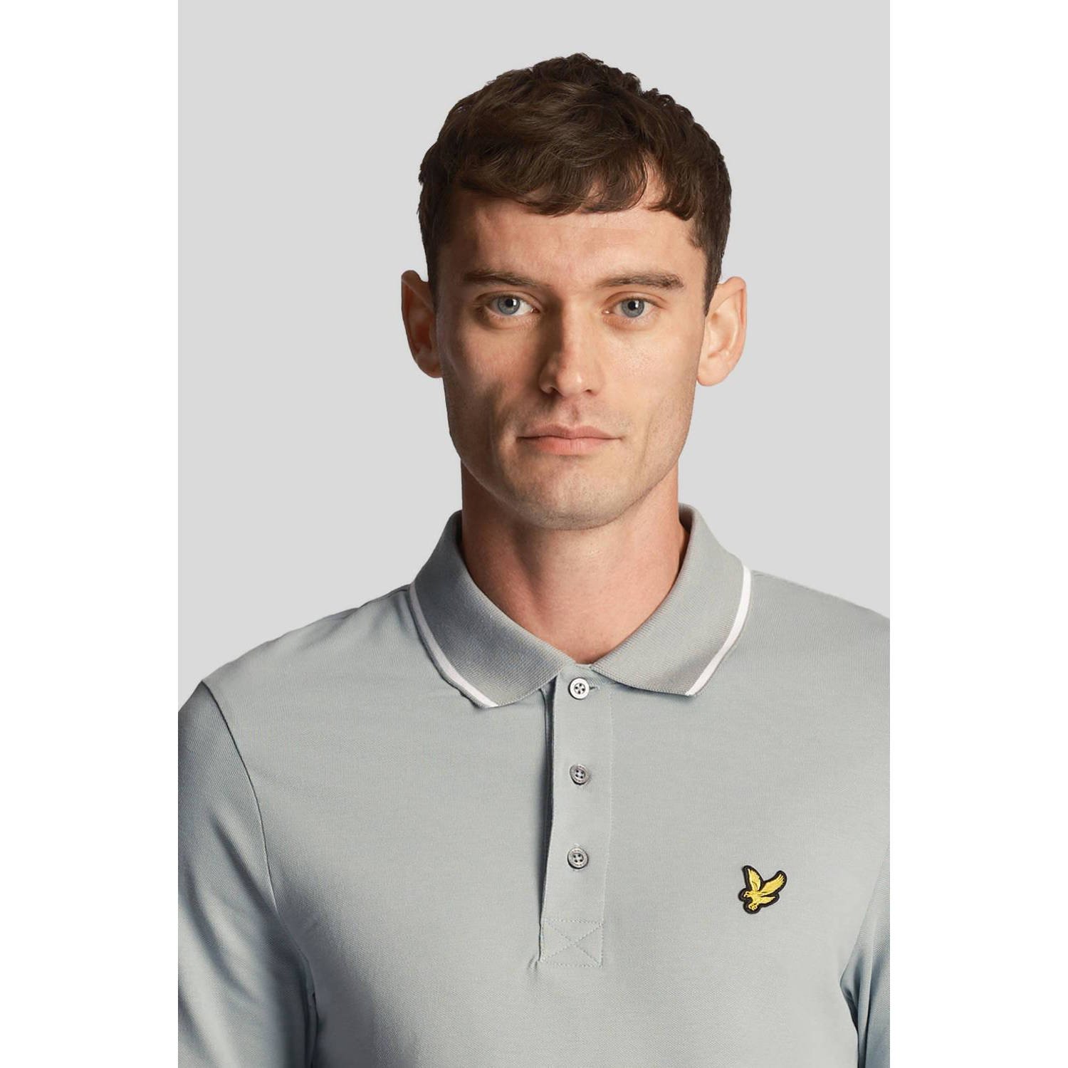 Lyle & Scott regular fit polo Tipped met logo slate blue white