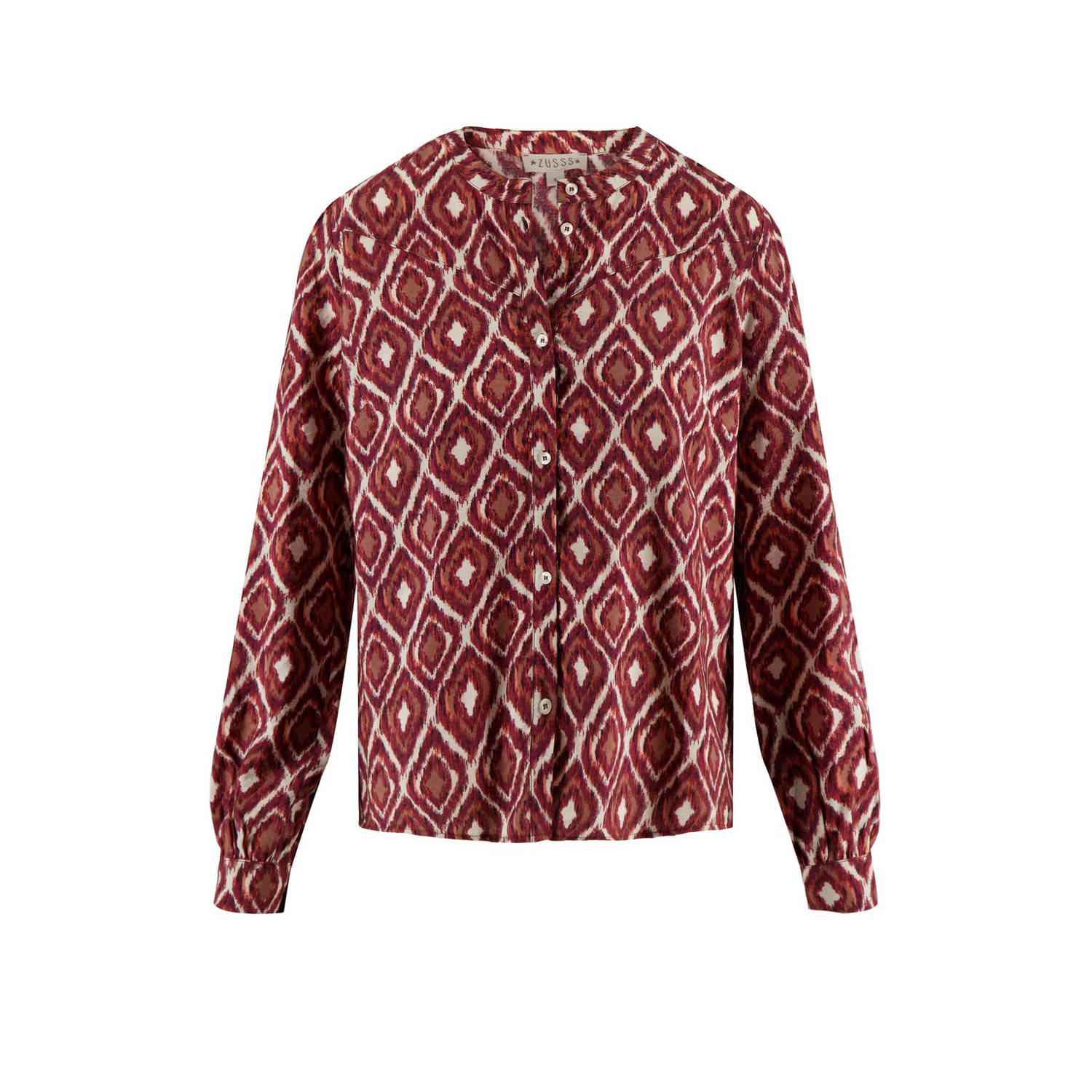 Zusss blouse met all over print zand roodbruin