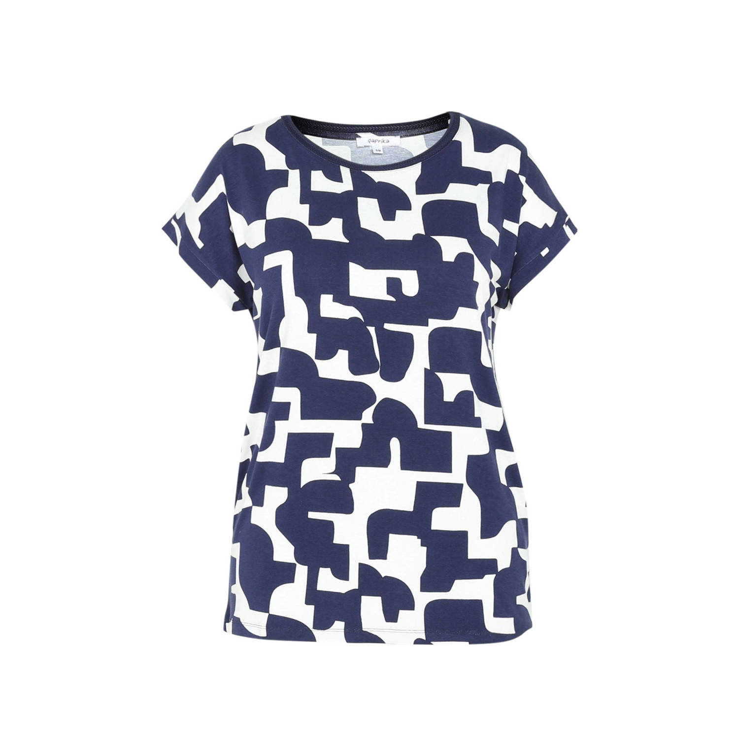 Paprika T-shirt met all over print marine ecru